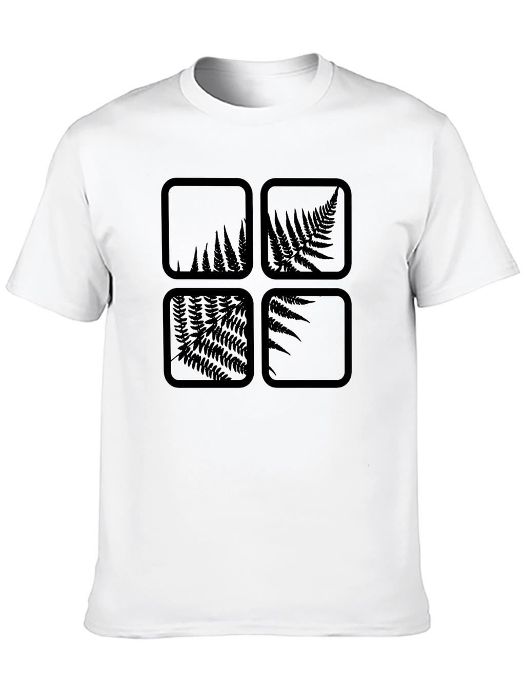 Botanical Square Graphic Print Black Tee