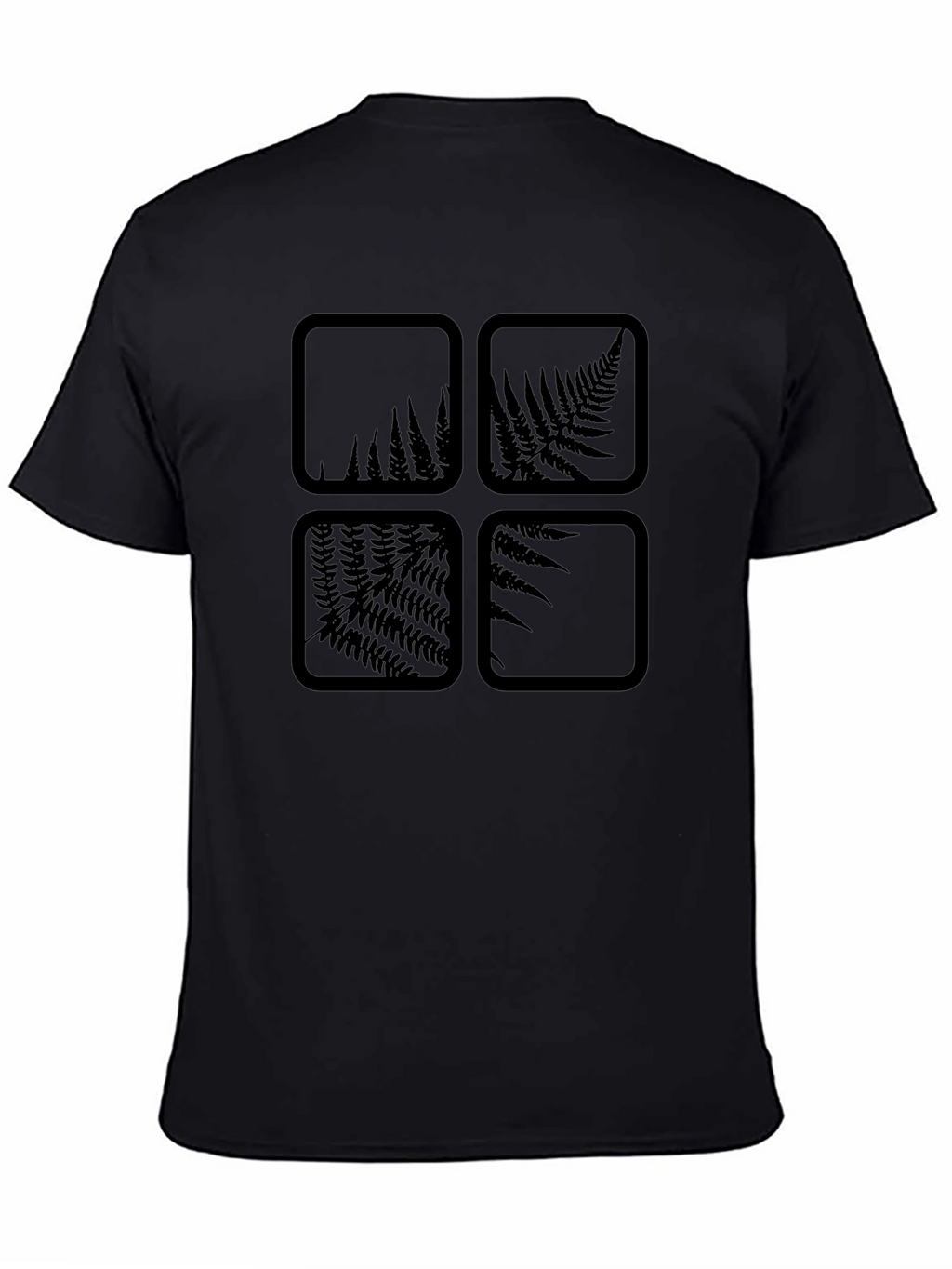 Botanical Square Graphic Print Black Tee