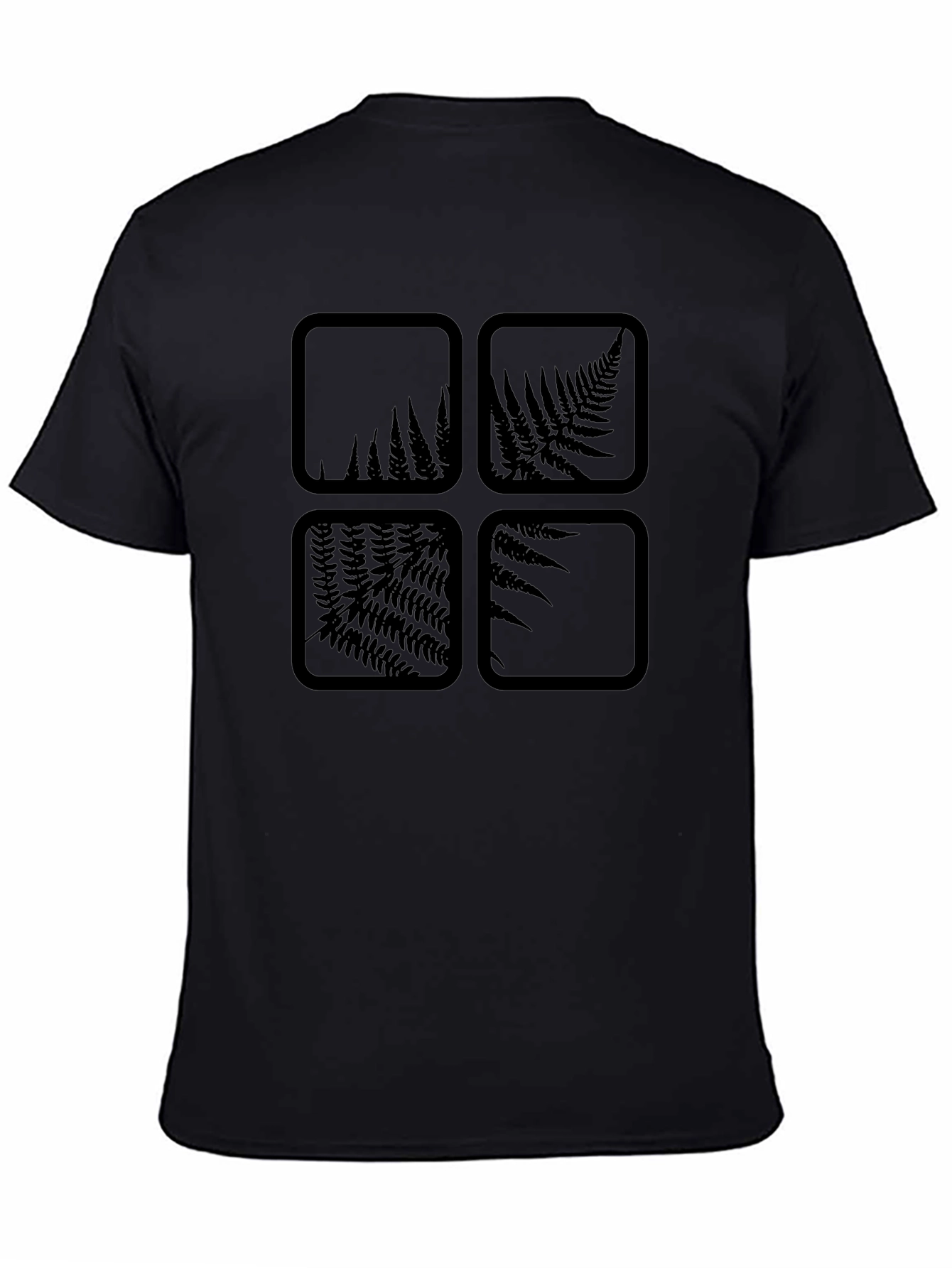 Botanical Square Graphic Print Black Tee