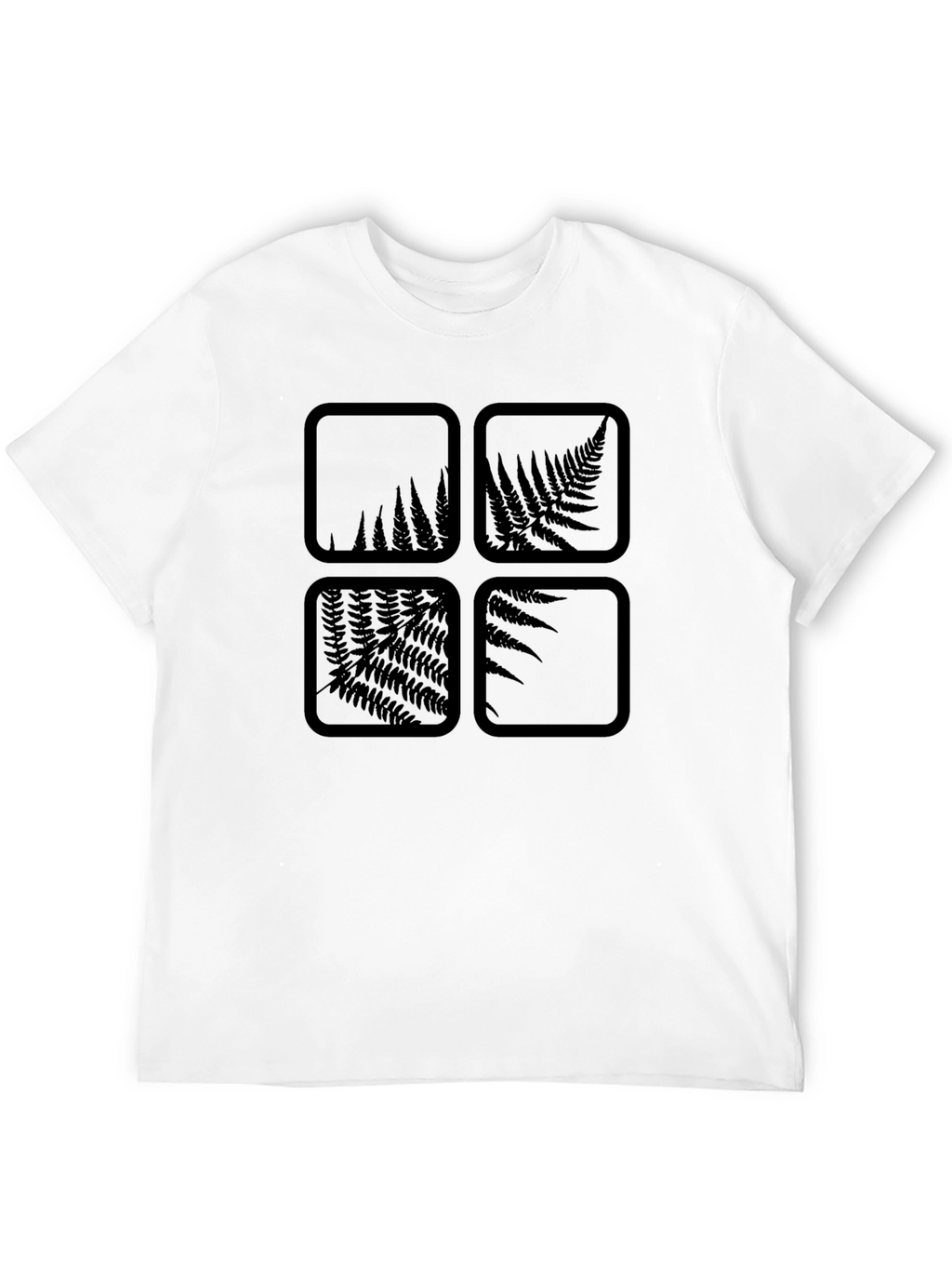 Botanical Square Graphic Print Black Tee