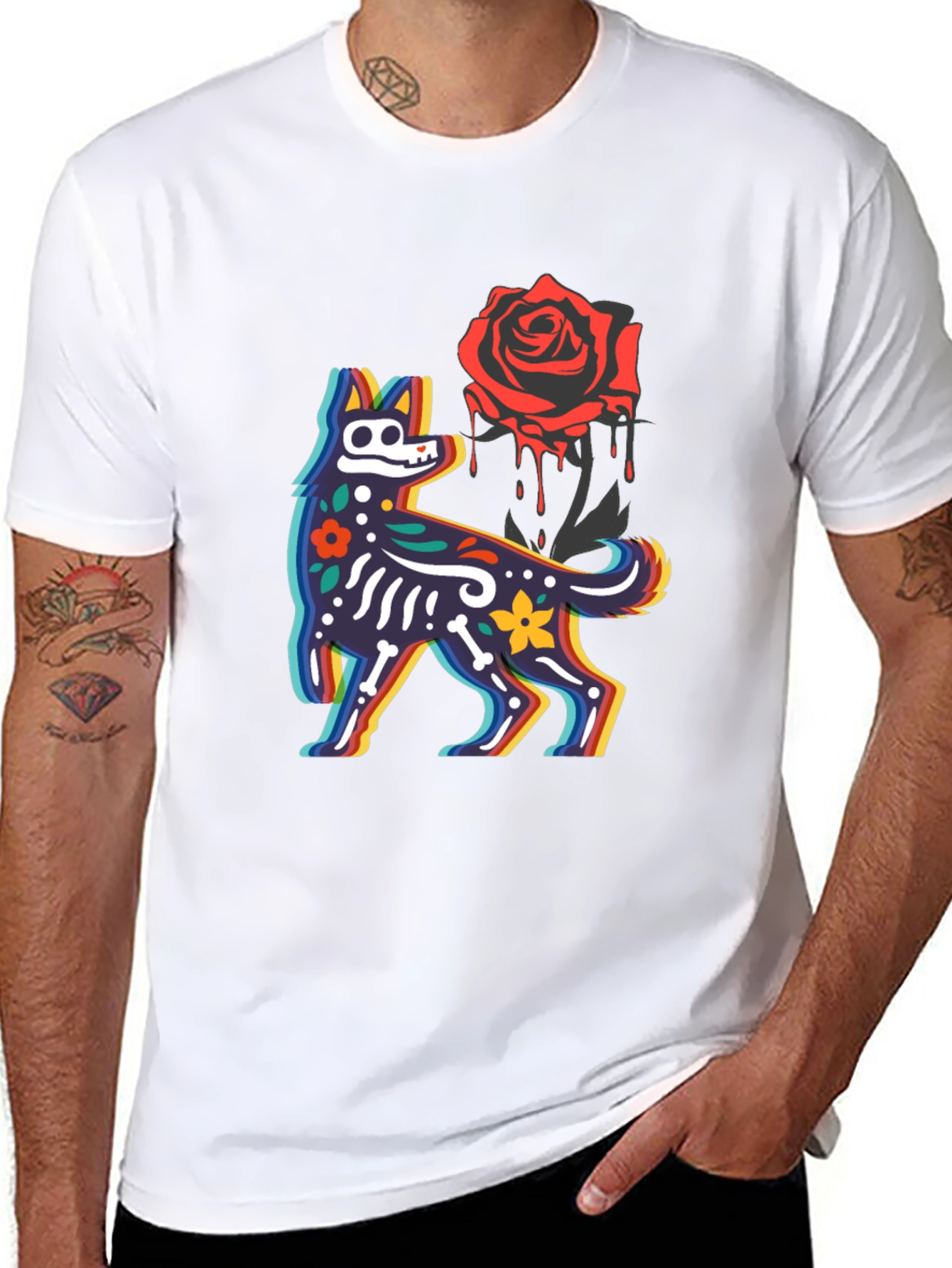 Day of the Dead Dog & Rose Graphic Tee
