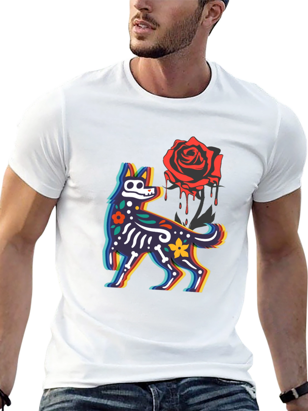 Day of the Dead Dog & Rose Graphic Tee