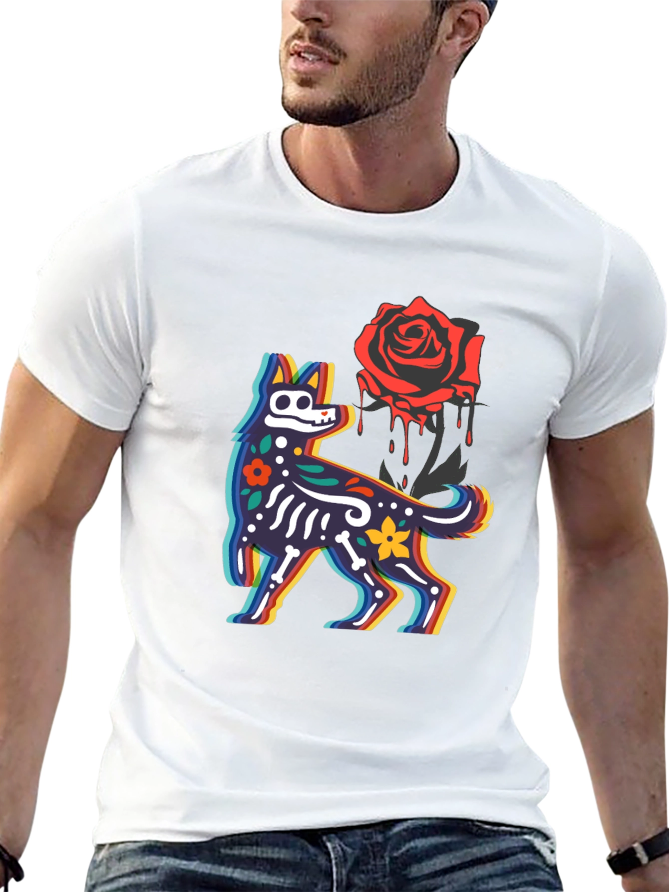 Day of the Dead Dog & Rose Graphic Tee