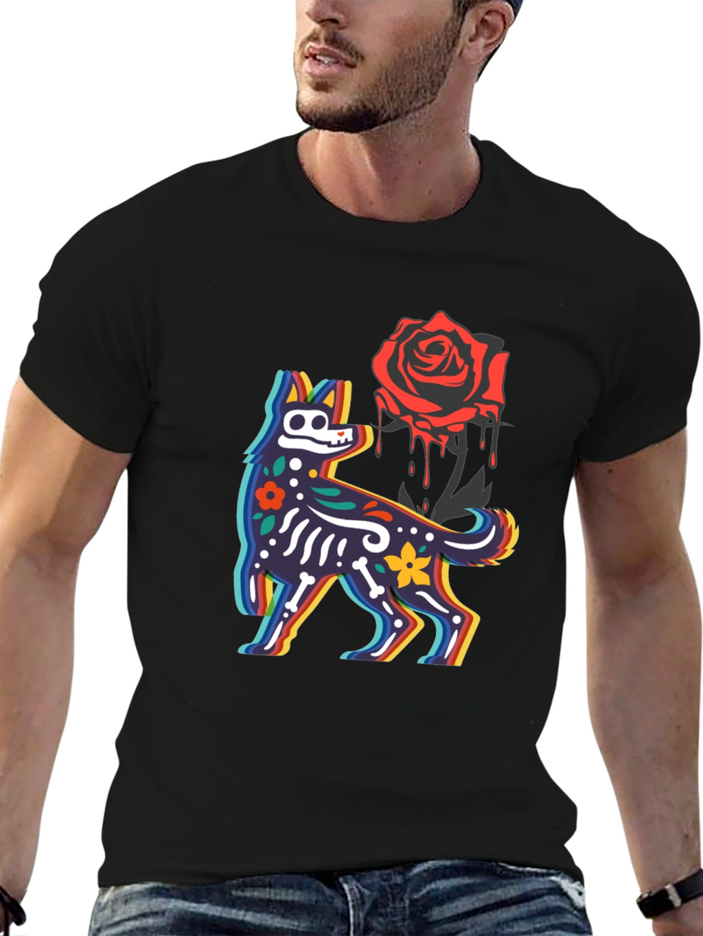 Day of the Dead Dog & Rose Graphic Tee