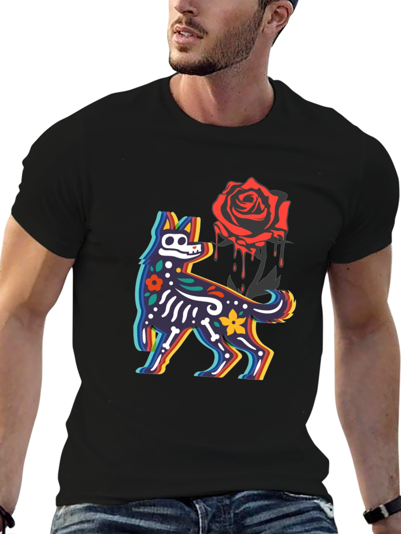 Day of the Dead Dog & Rose Graphic Tee