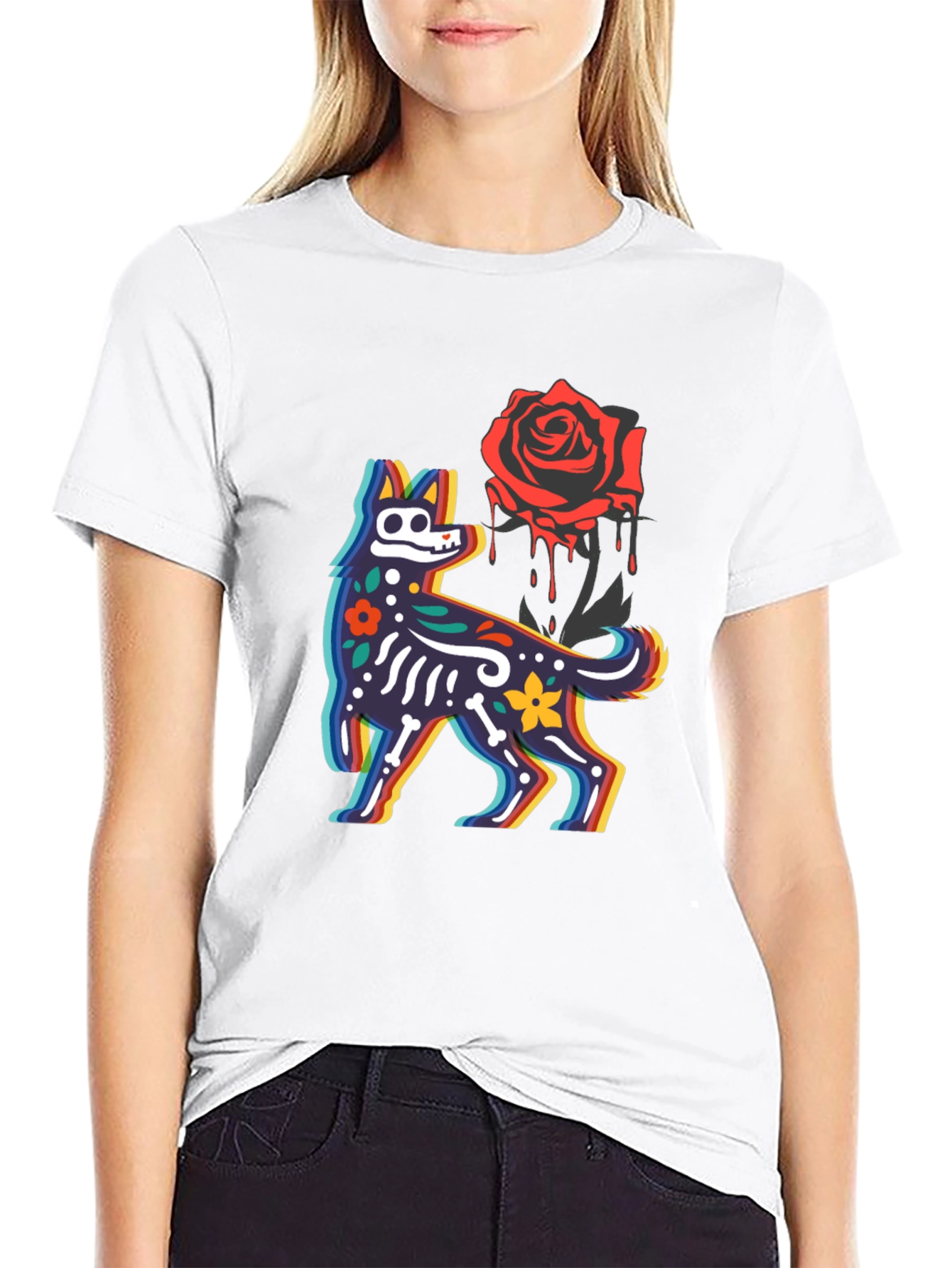 Day of the Dead Dog & Rose Graphic Tee