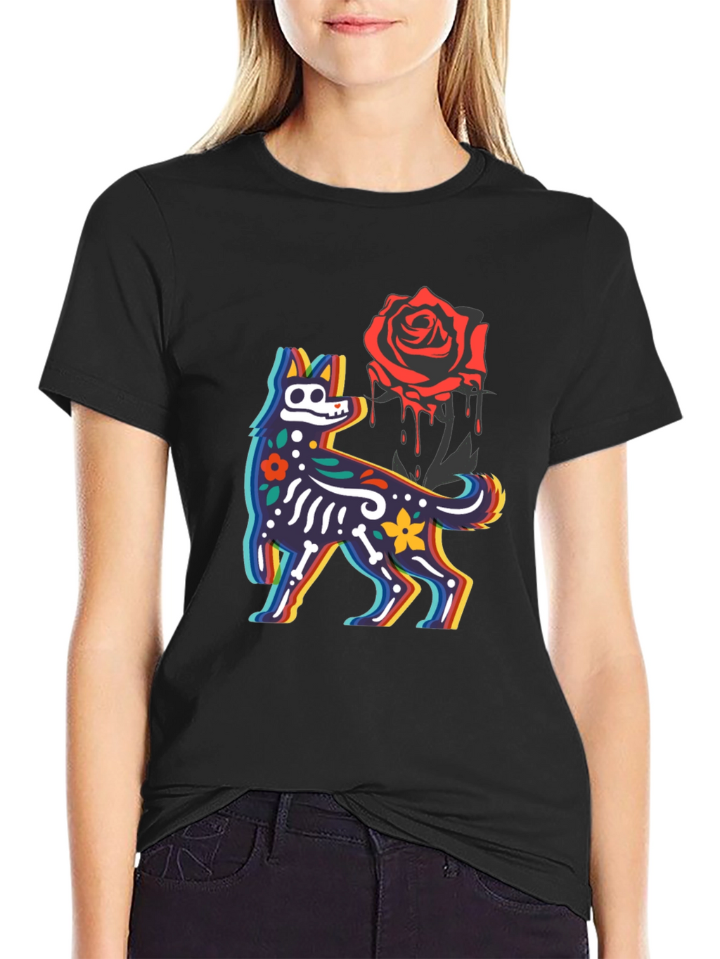 Day of the Dead Dog & Rose Graphic Tee