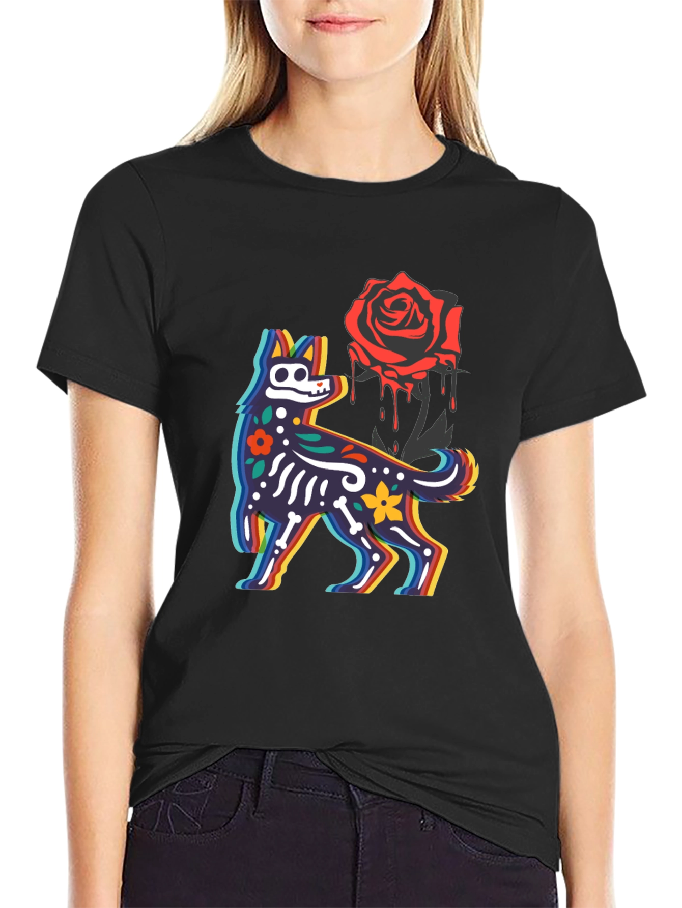 Day of the Dead Dog & Rose Graphic Tee