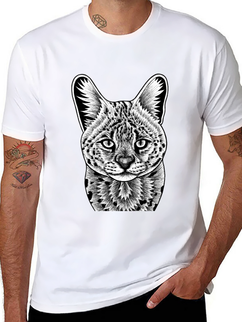 Serval Cat Graphic T-Shirt - Cool Animal Print Tee