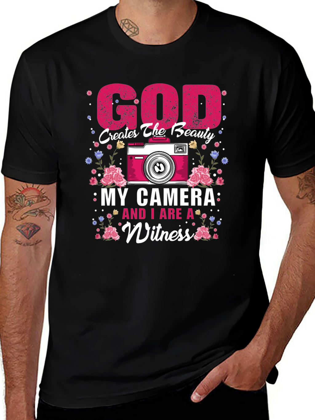 God Creates Beauty Camera Witness Graphic Tee