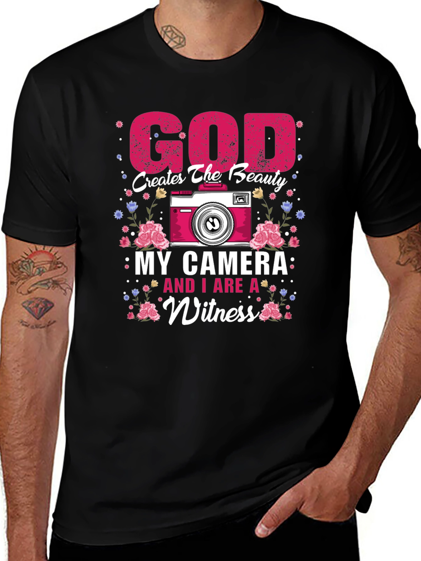 God Creates Beauty Camera Witness Graphic Tee