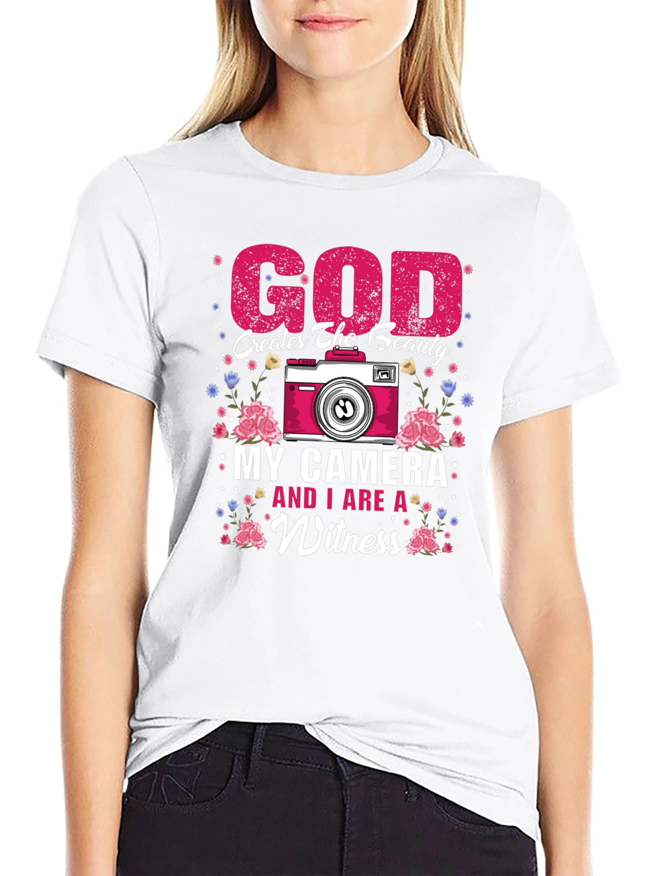 God Creates Beauty Camera Witness Graphic Tee