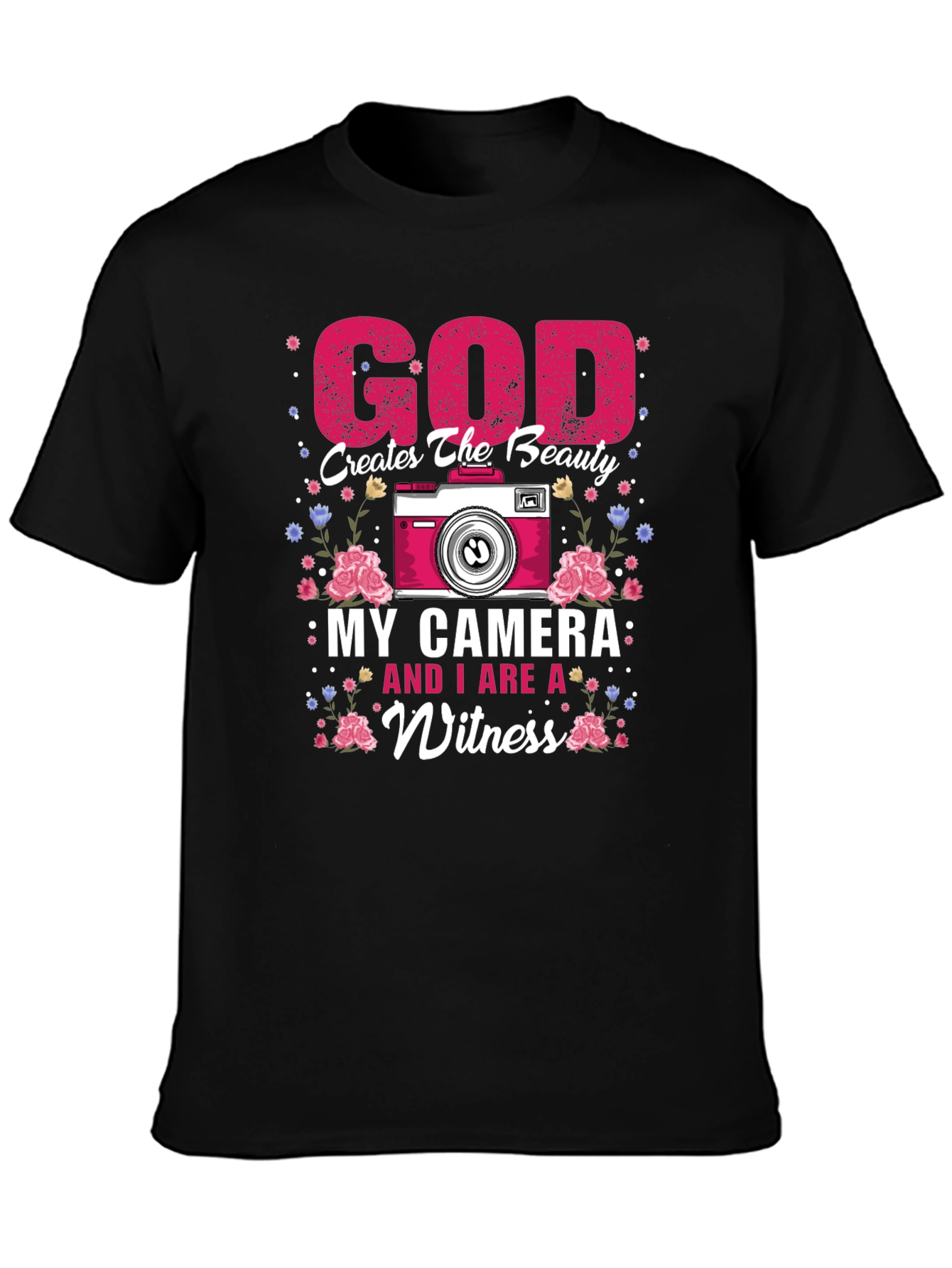 God Creates Beauty Camera Witness Graphic Tee