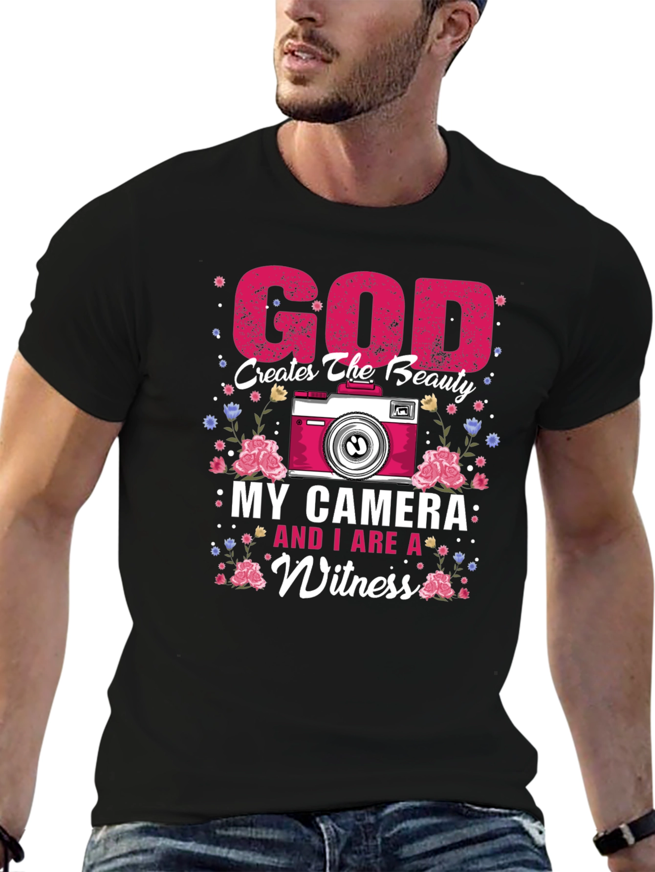 God Creates Beauty Camera Witness Graphic Tee