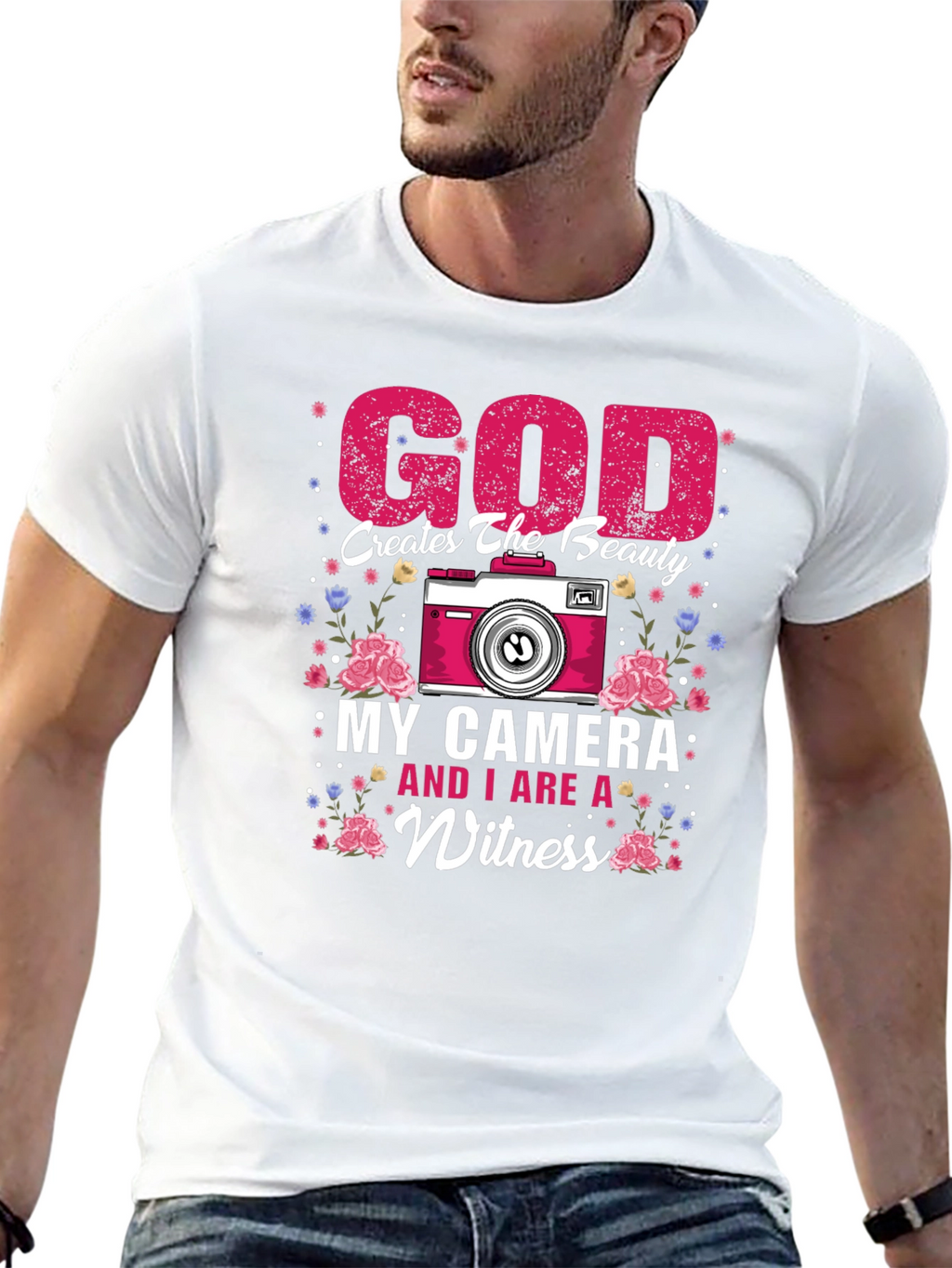 God Creates Beauty Camera Witness Graphic Tee