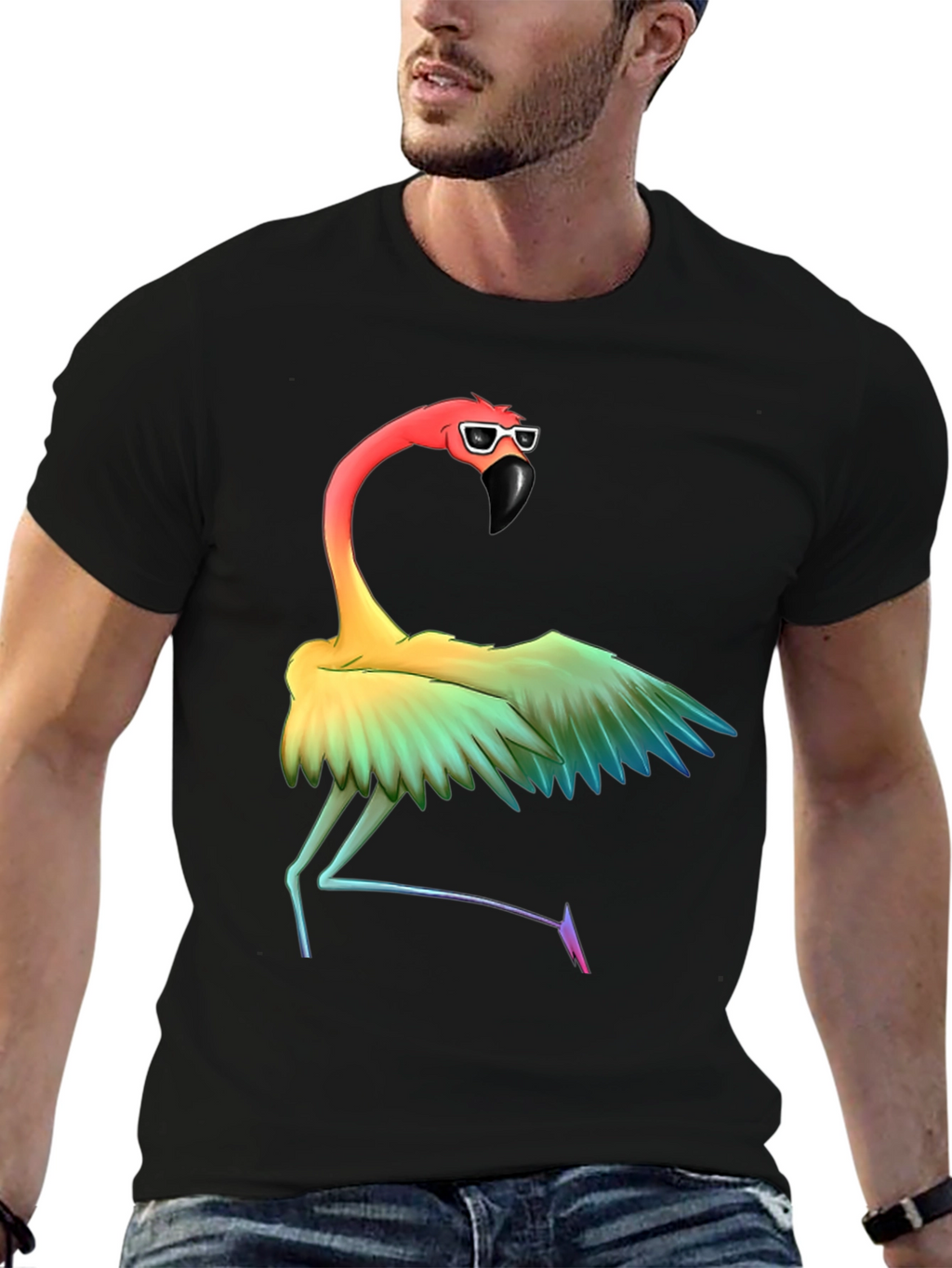 Rainbow Flamingo Graphic T-Shirt
