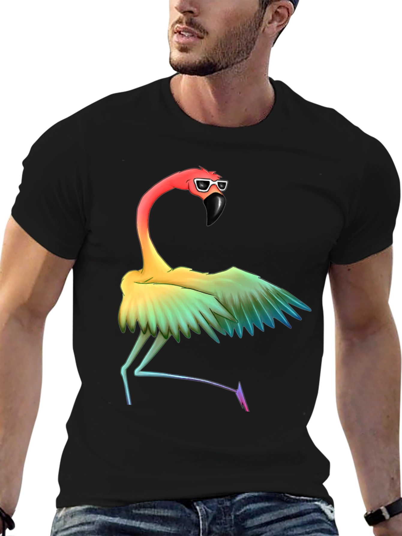 Rainbow Flamingo Graphic T-Shirt