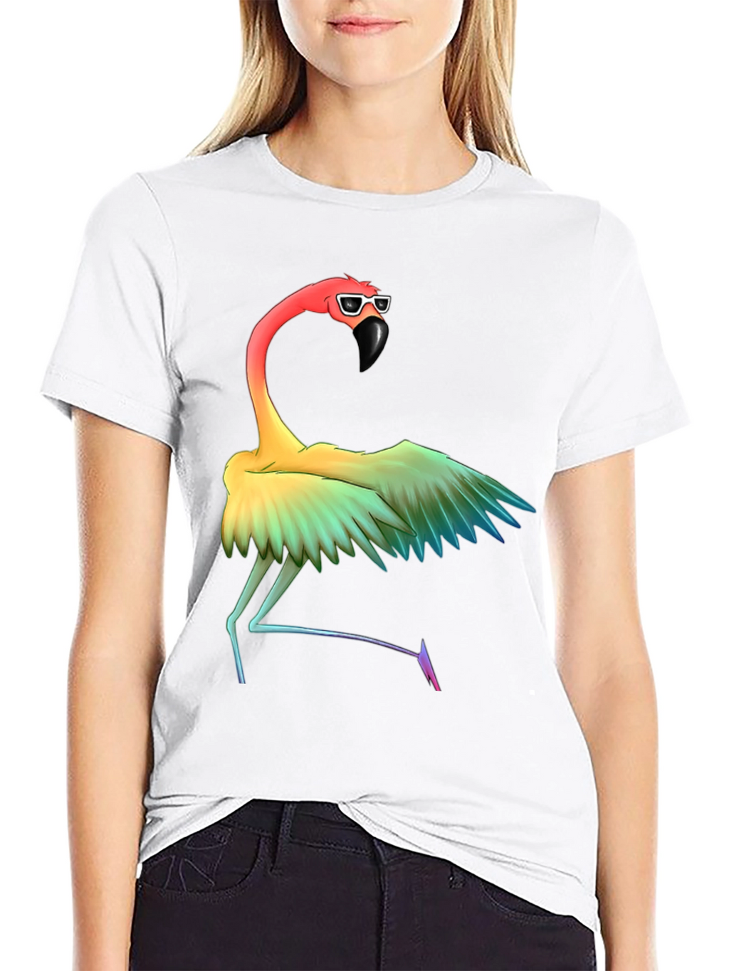 Rainbow Flamingo Graphic T-Shirt