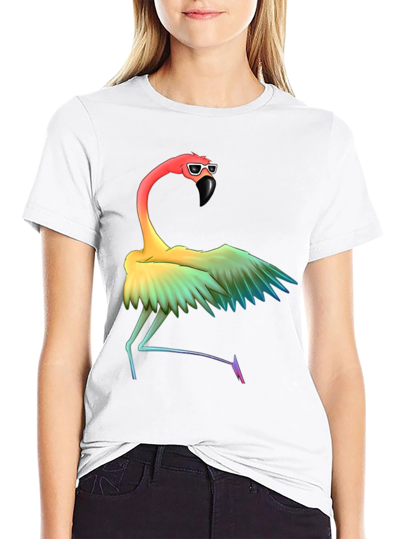 Rainbow Flamingo Graphic T-Shirt