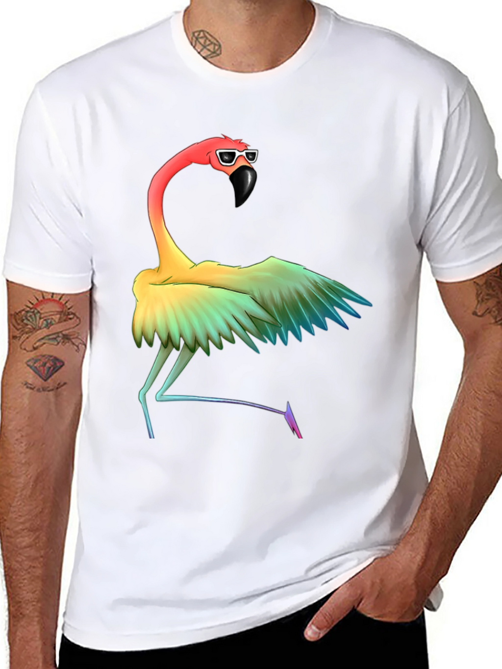 Rainbow Flamingo Graphic T-Shirt