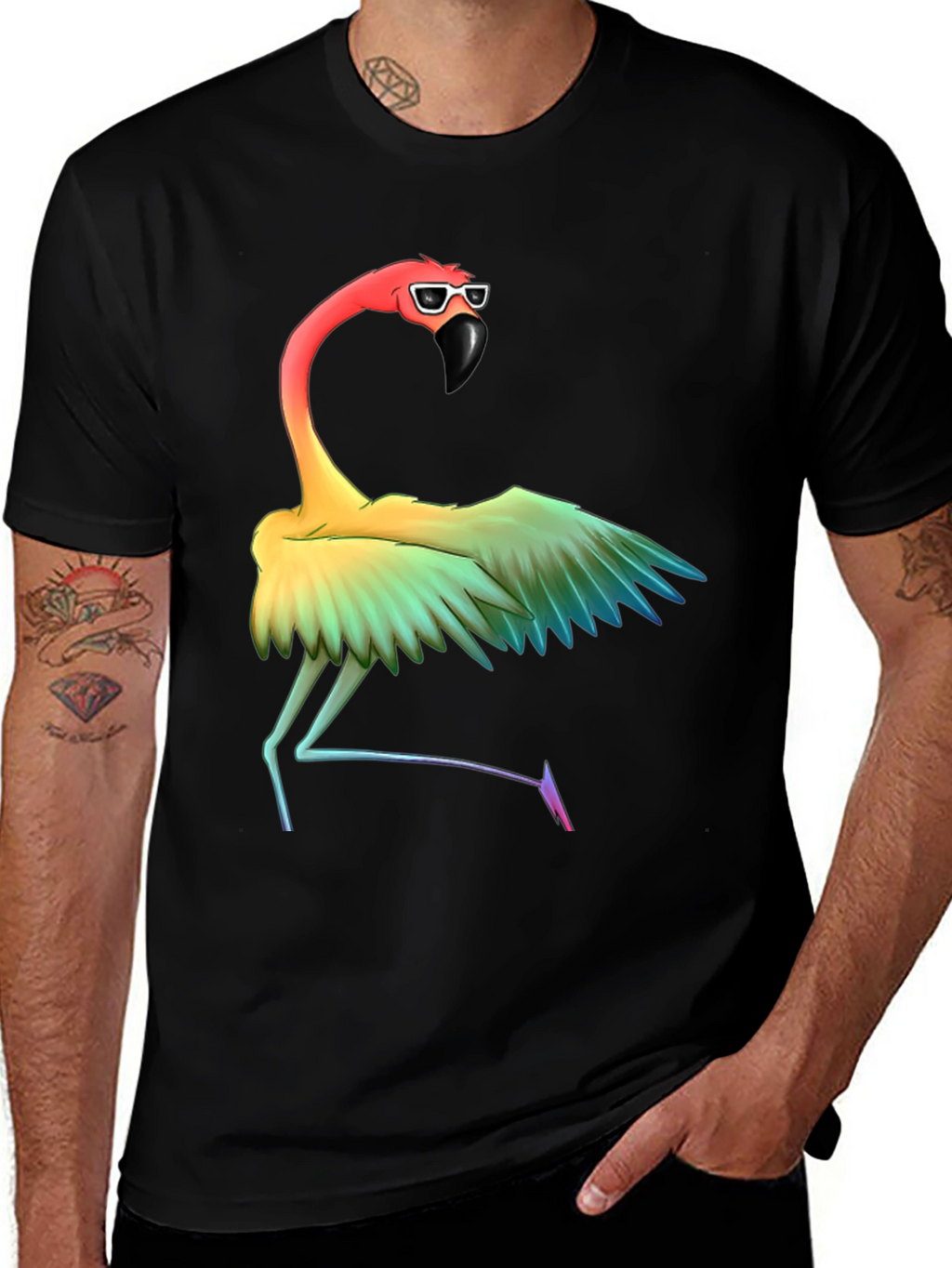 Rainbow Flamingo Graphic T-Shirt