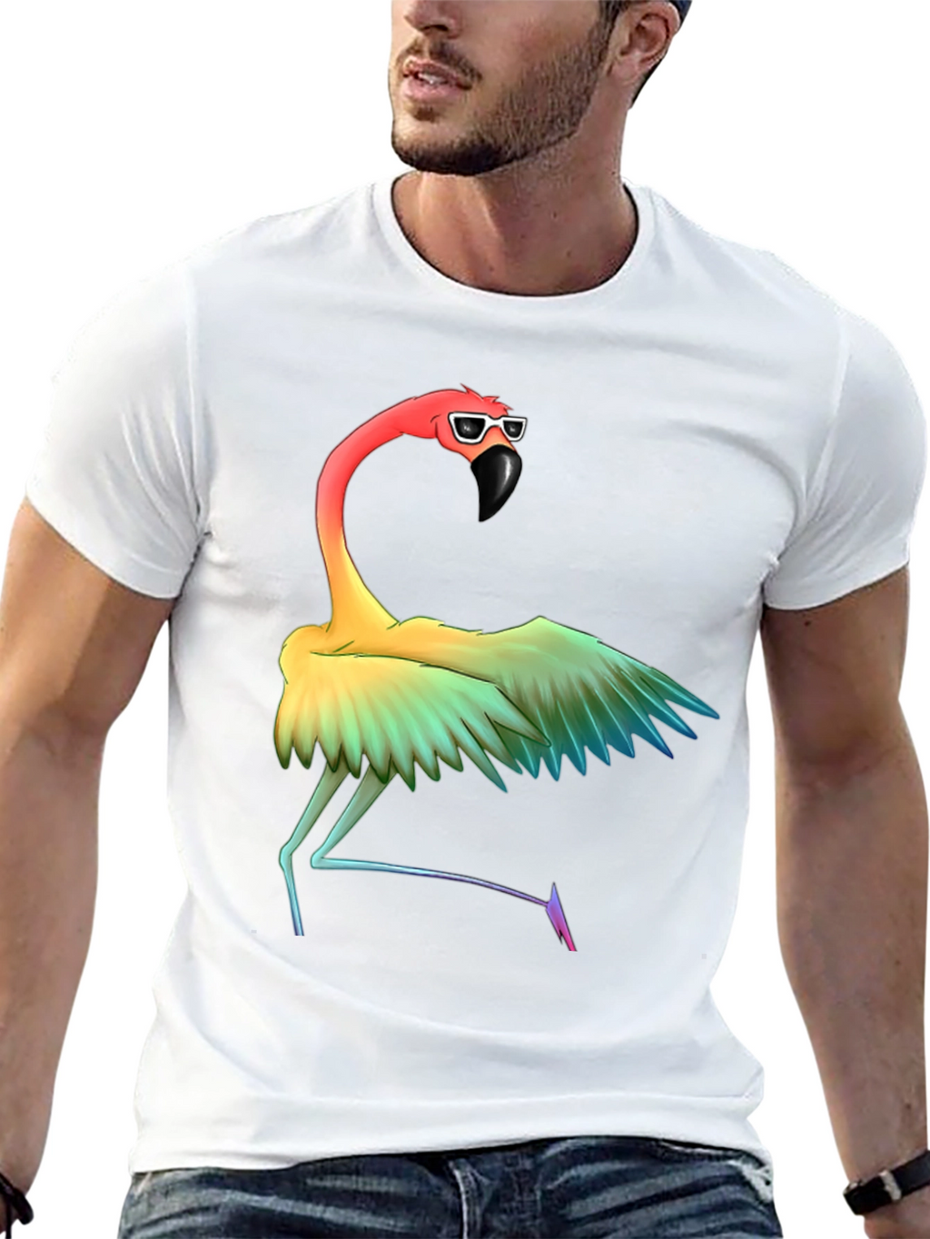 Rainbow Flamingo Graphic T-Shirt