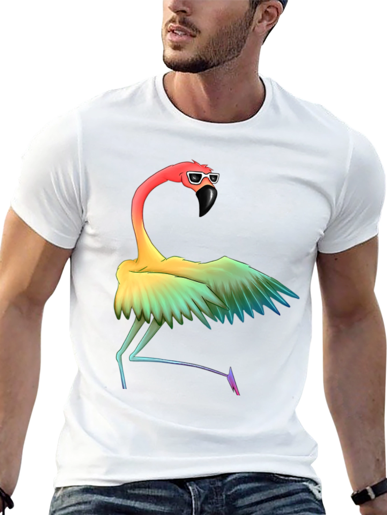 Rainbow Flamingo Graphic T-Shirt