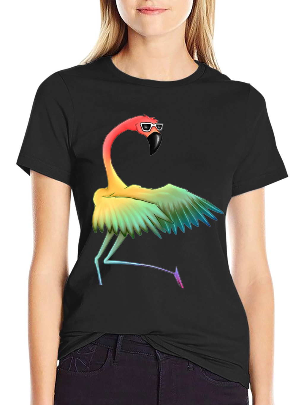 Rainbow Flamingo Graphic T-Shirt