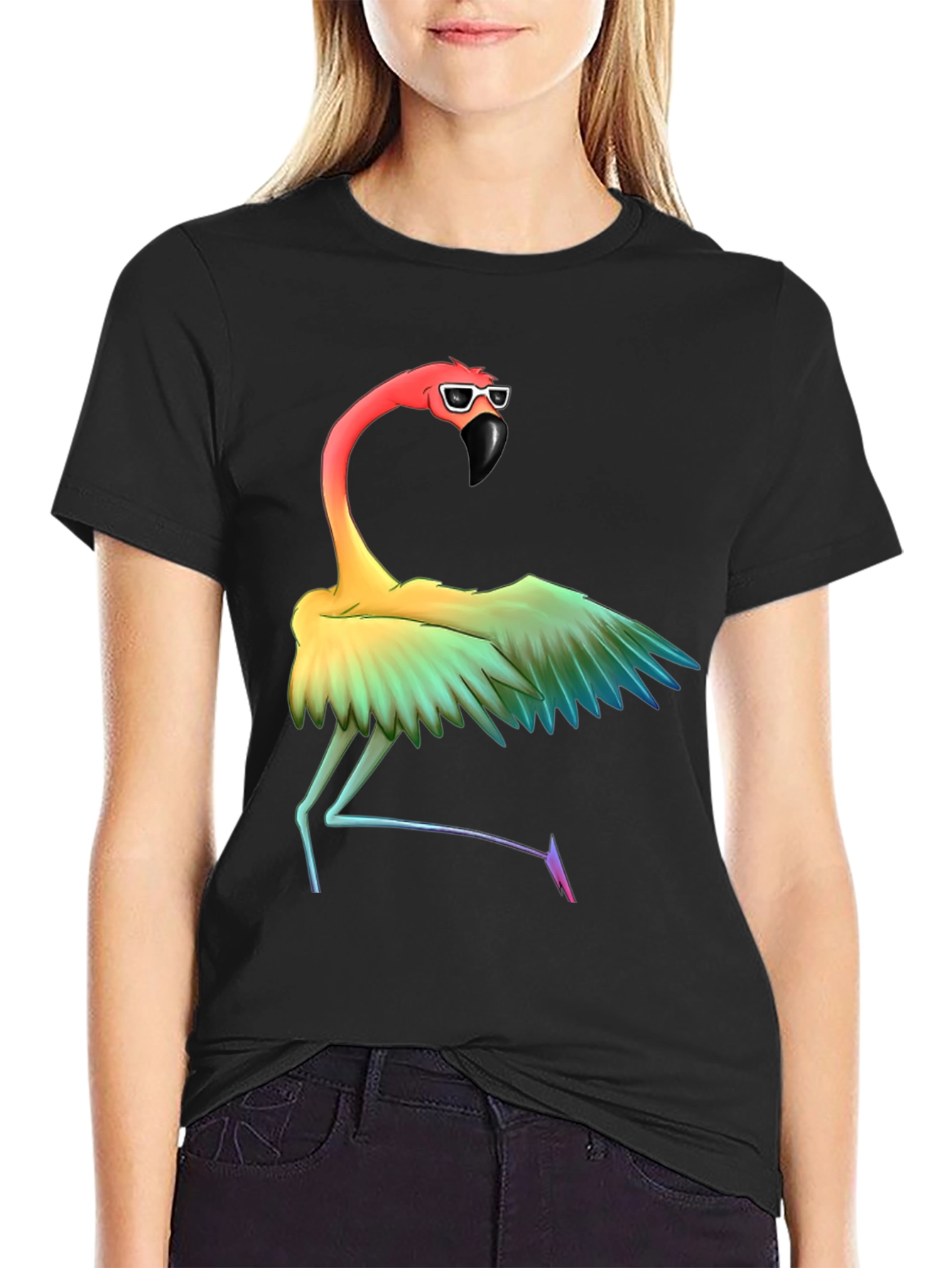 Rainbow Flamingo Graphic T-Shirt