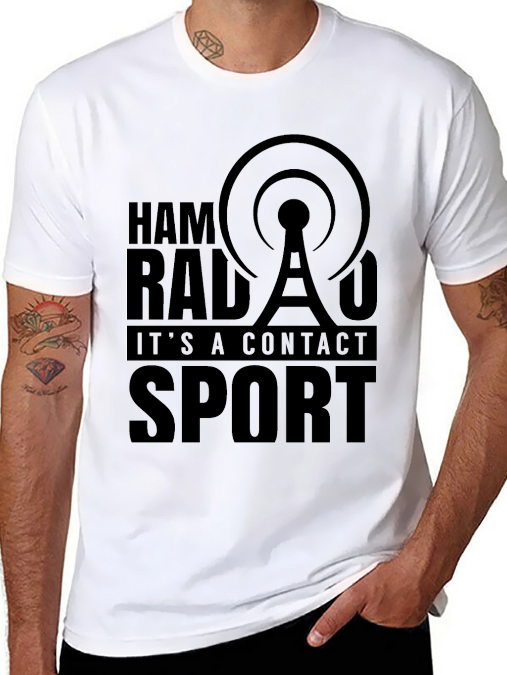 Ham Radio Contact Sport Black T-Shirt