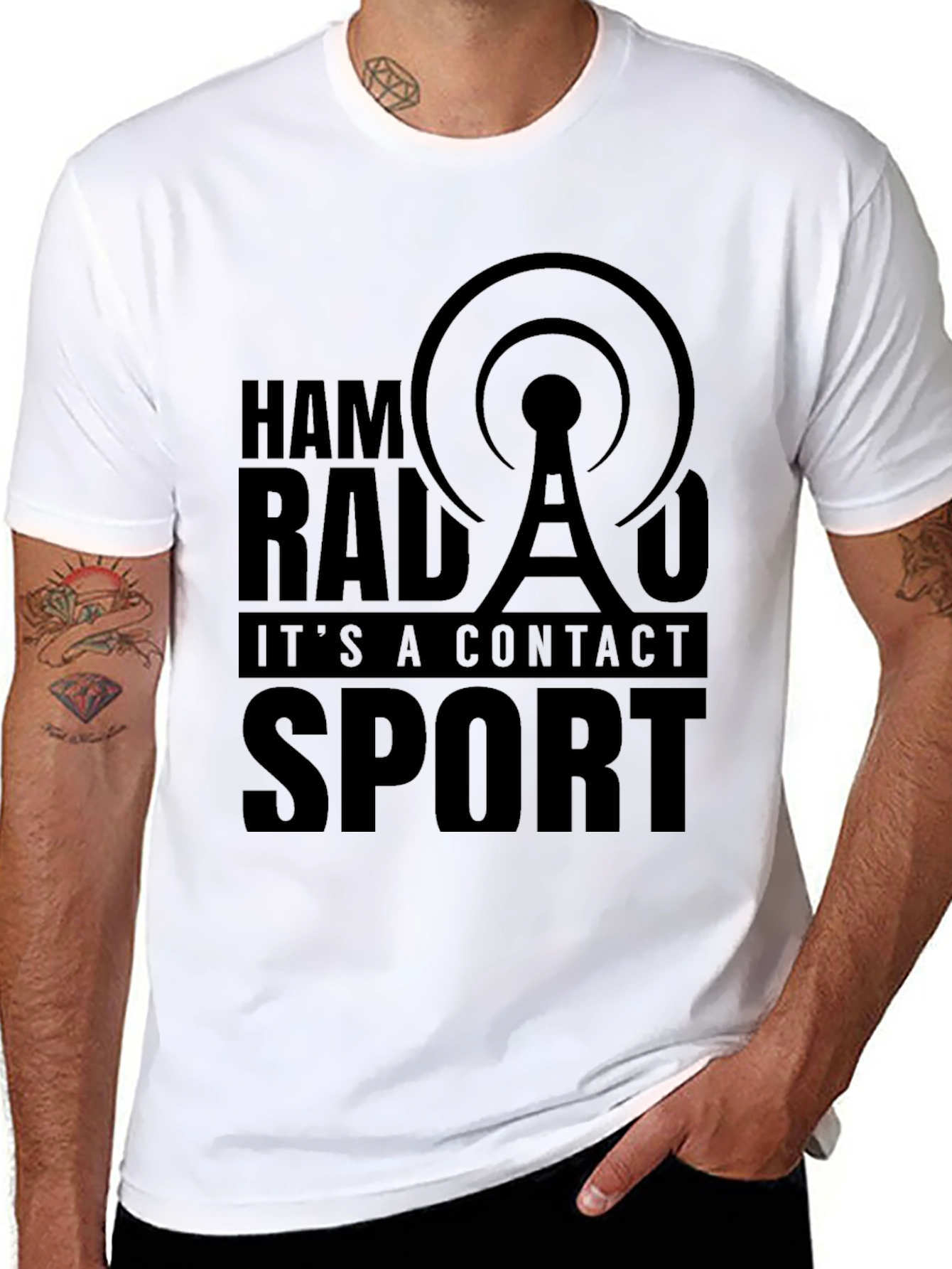 Ham Radio Contact Sport Black T-Shirt