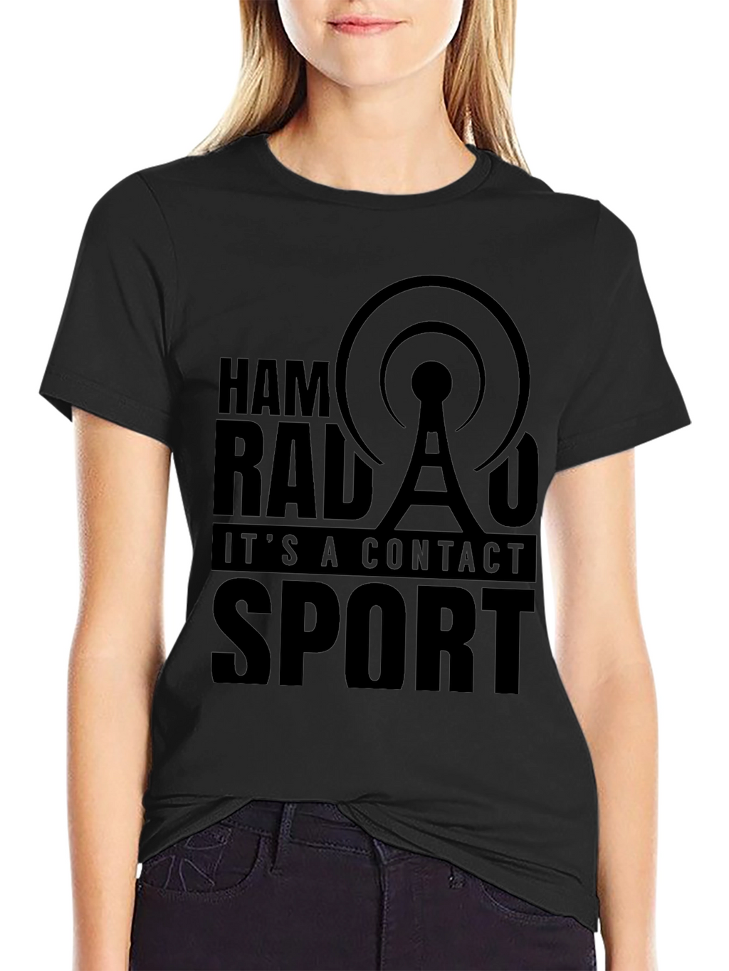Ham Radio Contact Sport Black T-Shirt