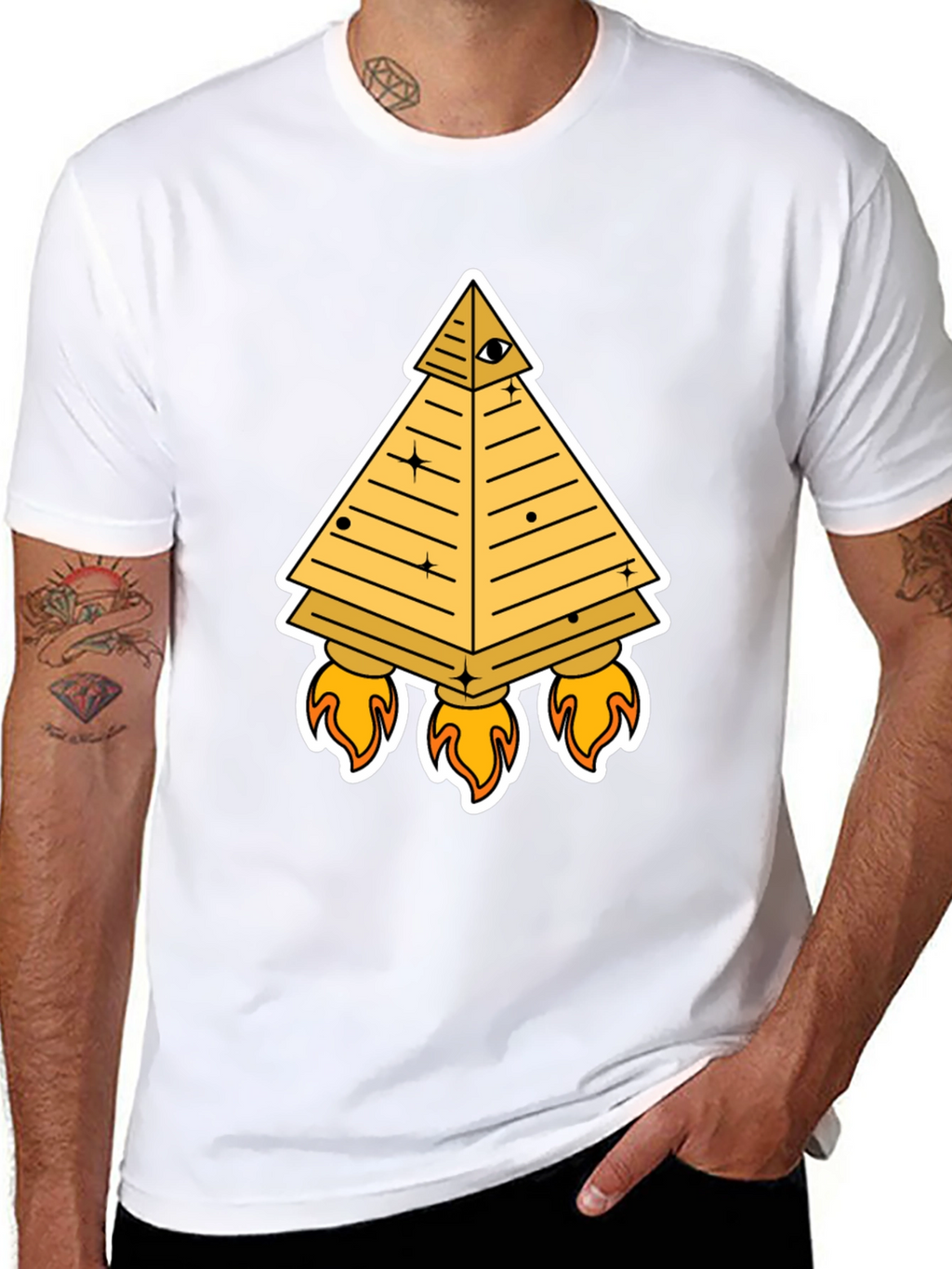 Illuminati Pyramid Rocket T-Shirt - Black