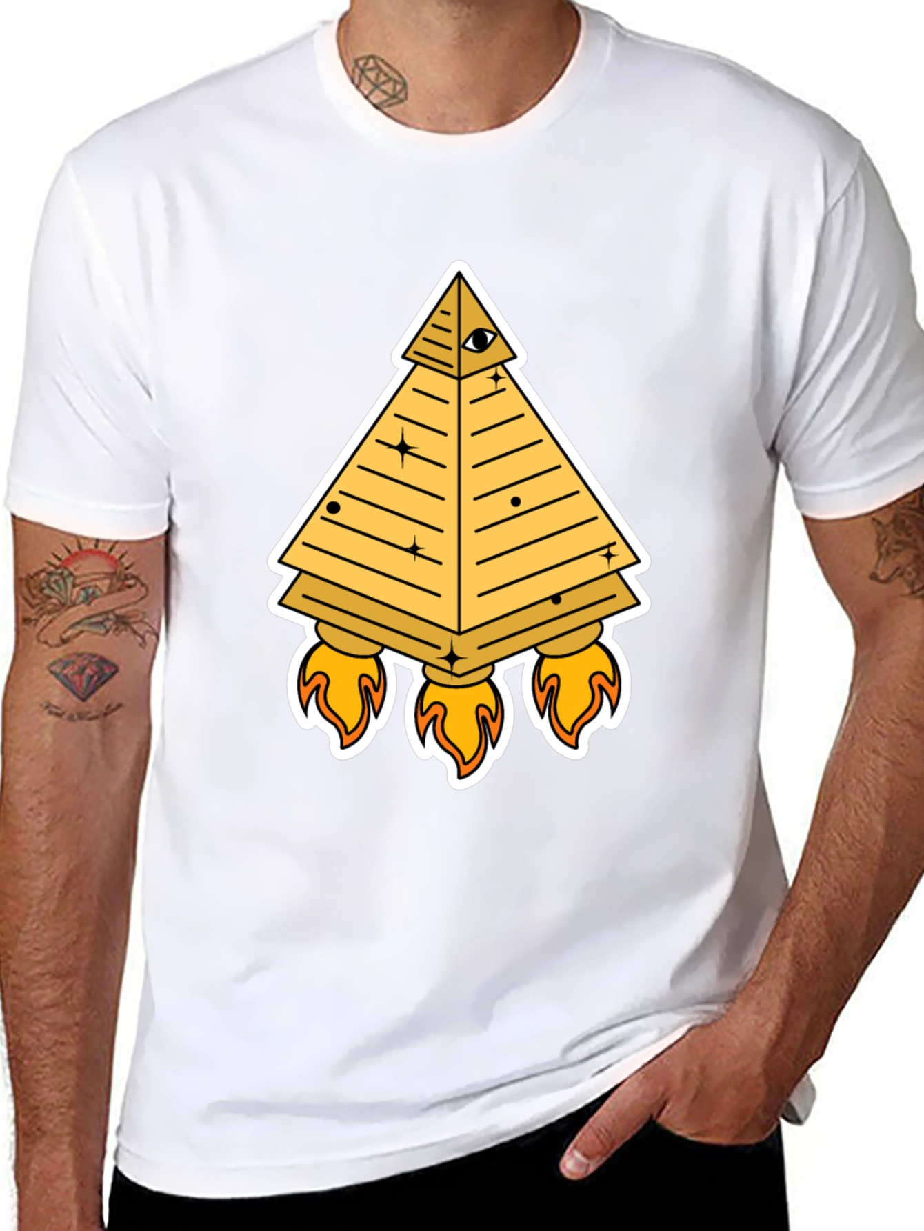 Illuminati Pyramid Rocket T-Shirt - Black