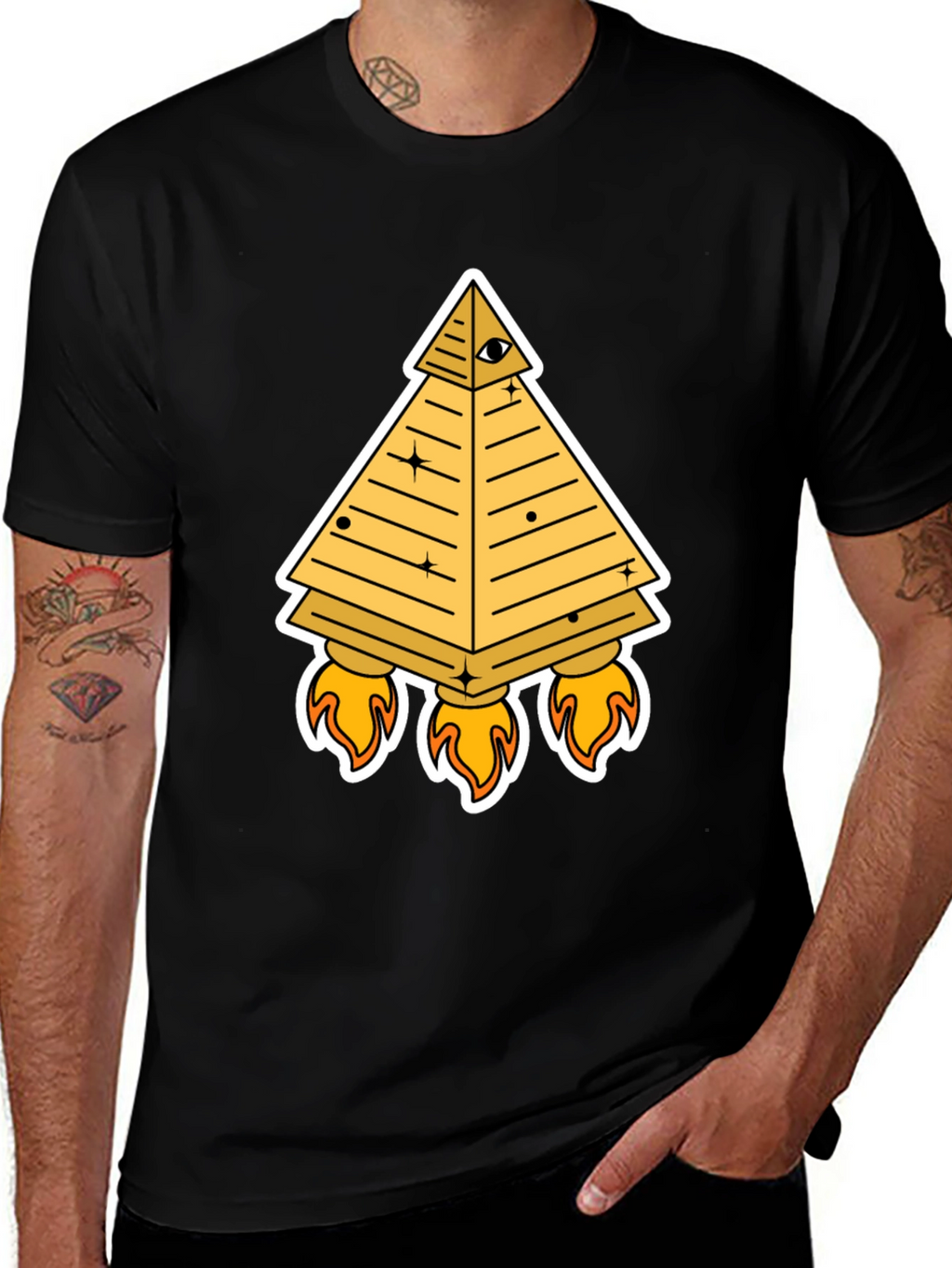 Illuminati Pyramid Rocket T-Shirt - Black