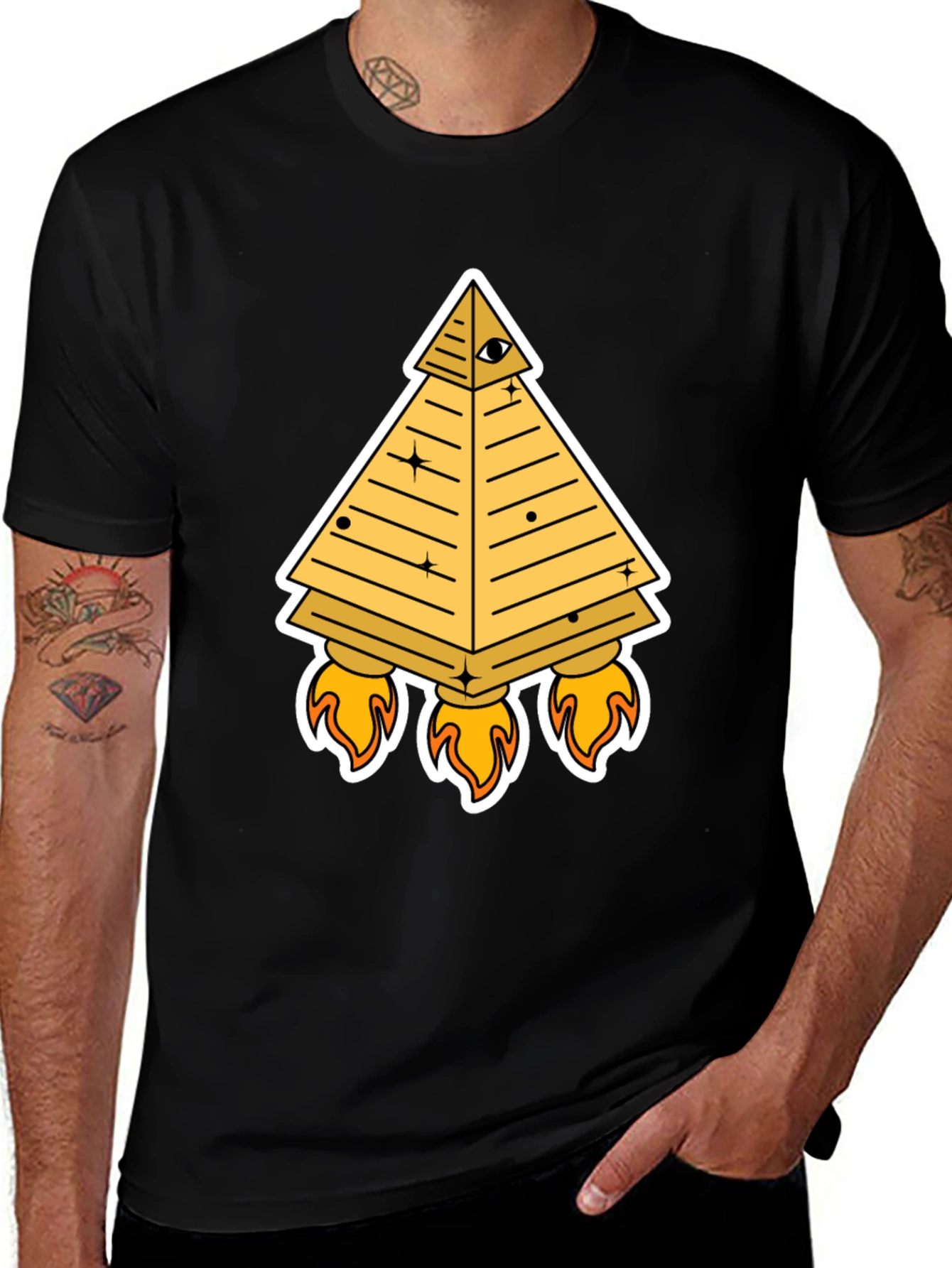 Illuminati Pyramid Rocket T-Shirt - Black