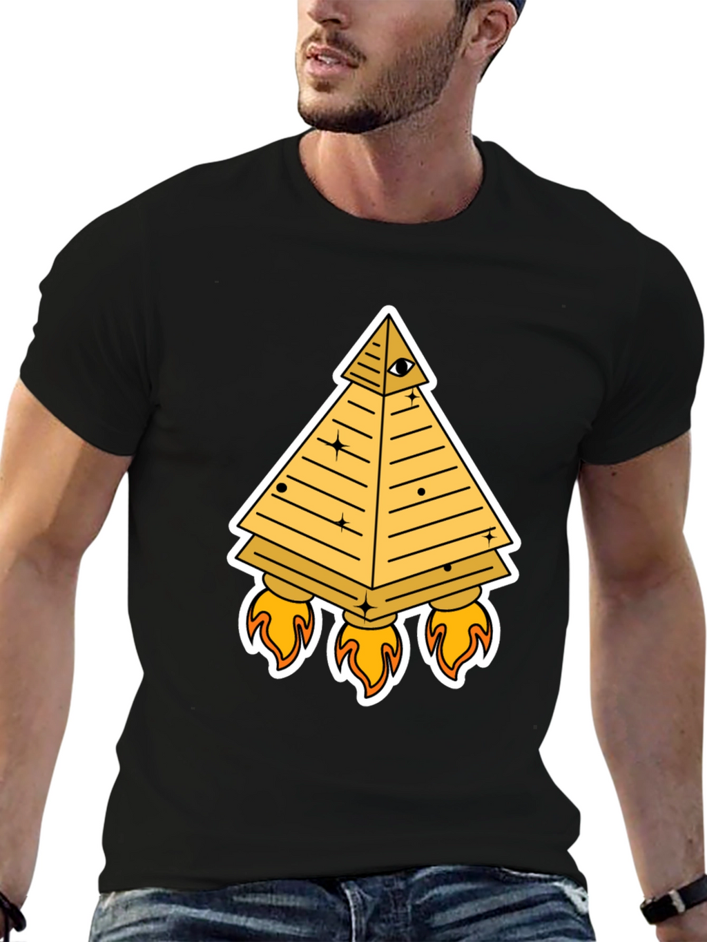 Illuminati Pyramid Rocket T-Shirt - Black