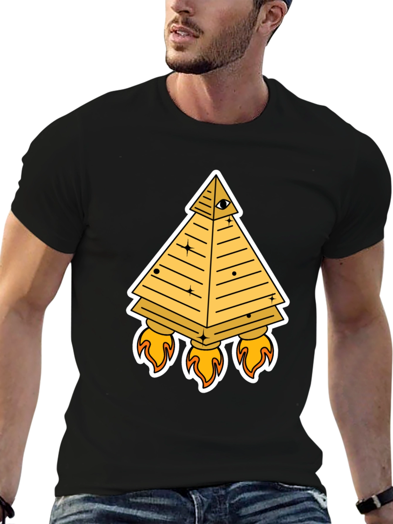 Illuminati Pyramid Rocket T-Shirt - Black