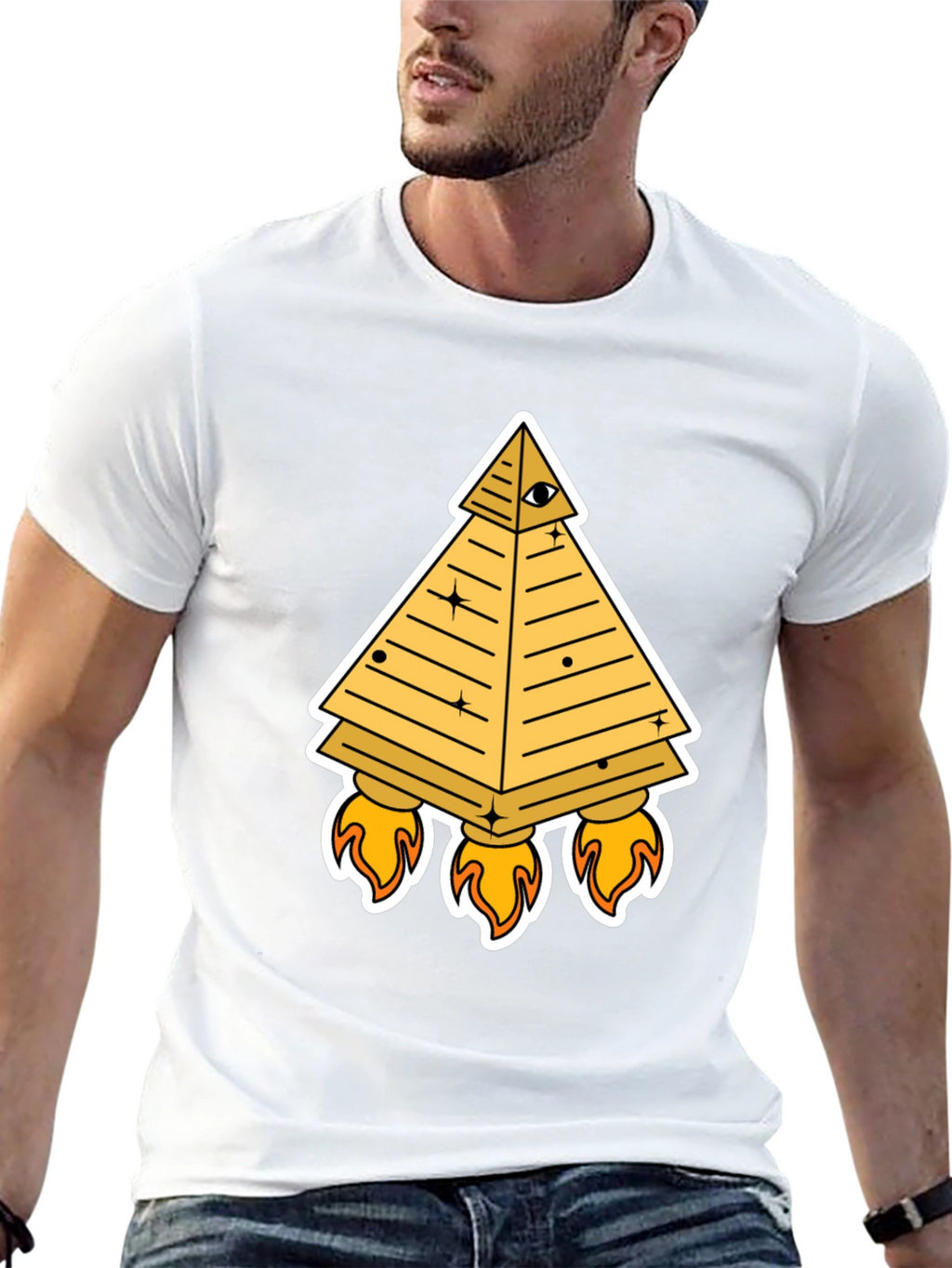 Illuminati Pyramid Rocket T-Shirt - Black