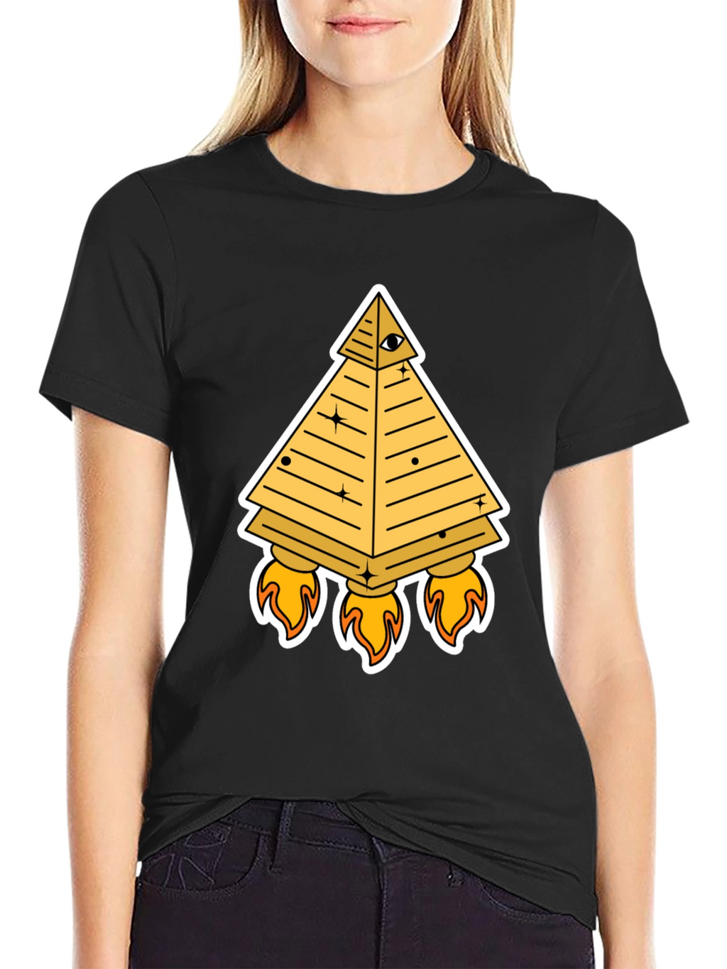 Illuminati Pyramid Rocket T-Shirt - Black