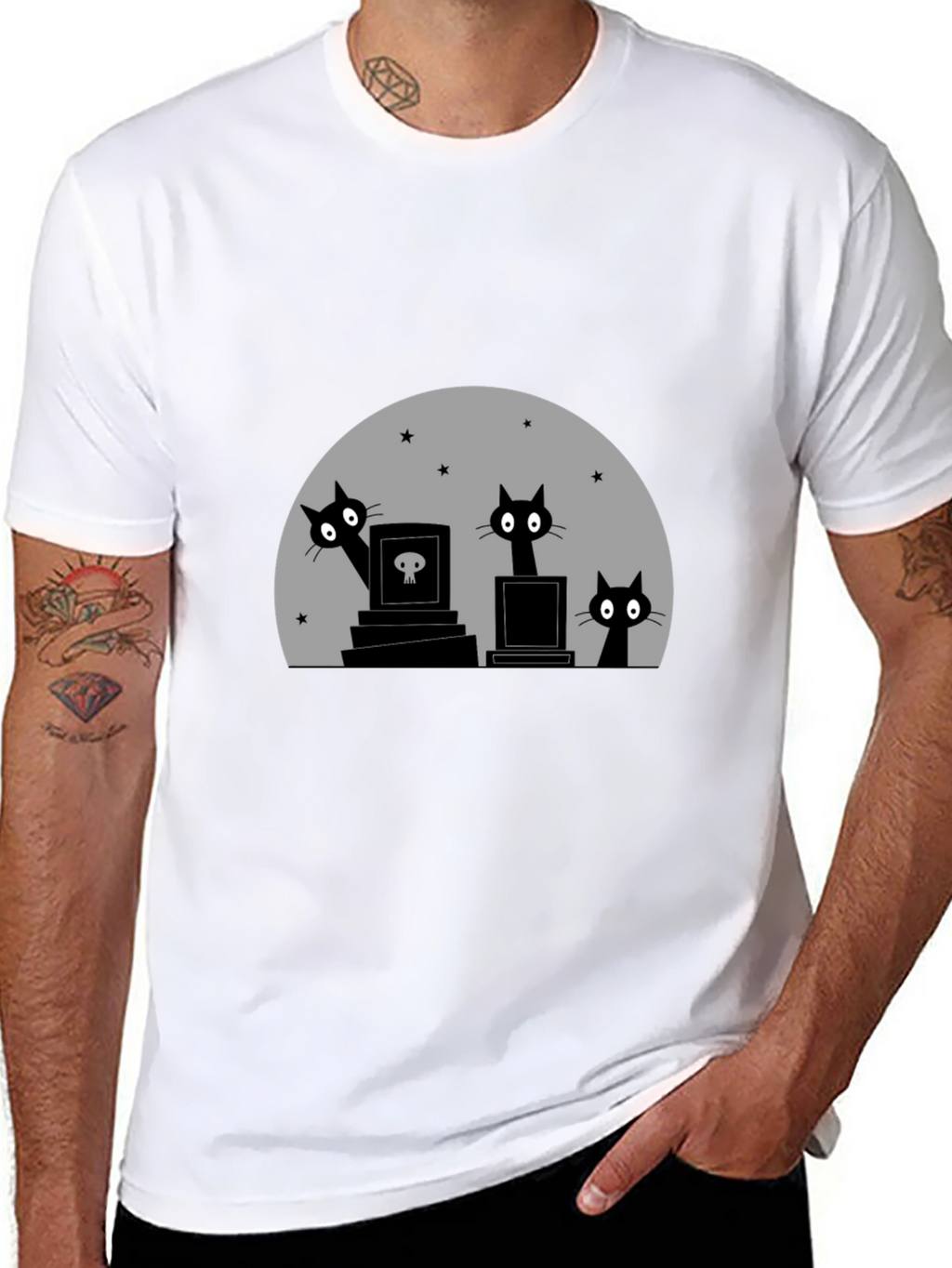 Halloween Cats on Graves T-Shirt