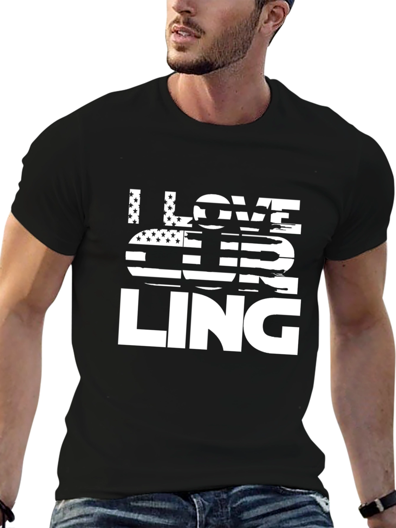 I Love Curling T-Shirt - USA Flag Patriotic Tee