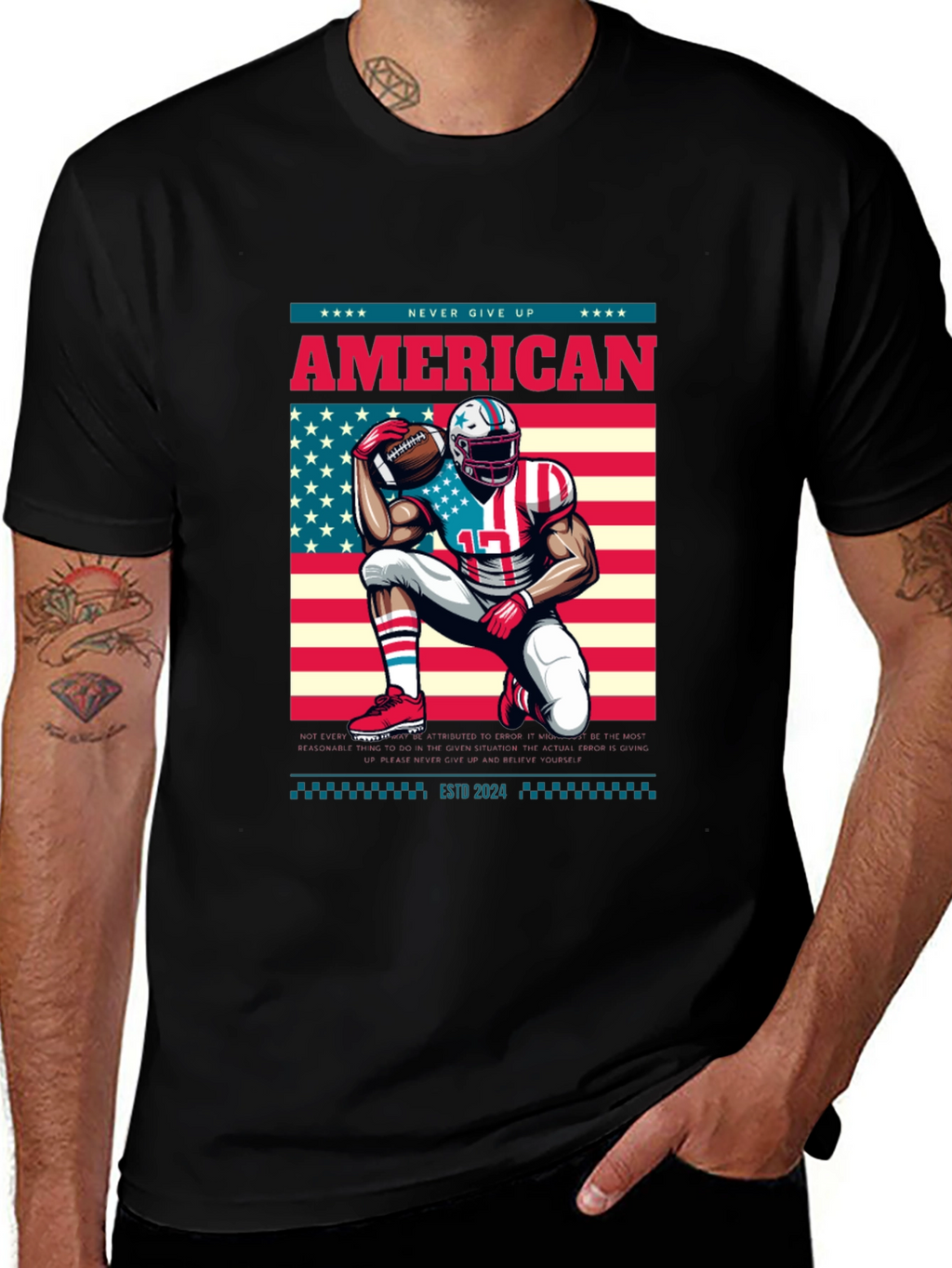 American Football T-Shirt - Never Give Up!