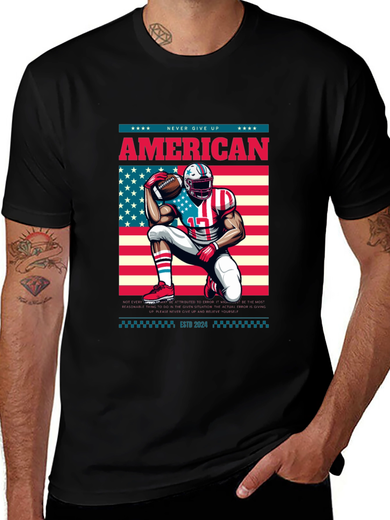 American Football T-Shirt - Never Give Up!