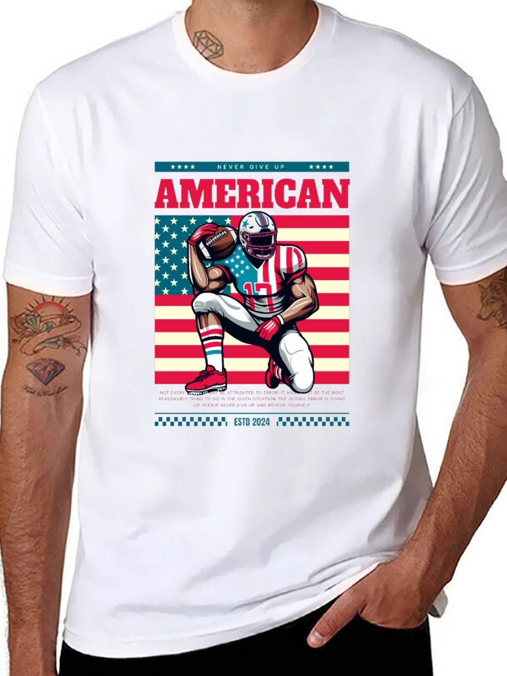 American Football T-Shirt - Never Give Up!