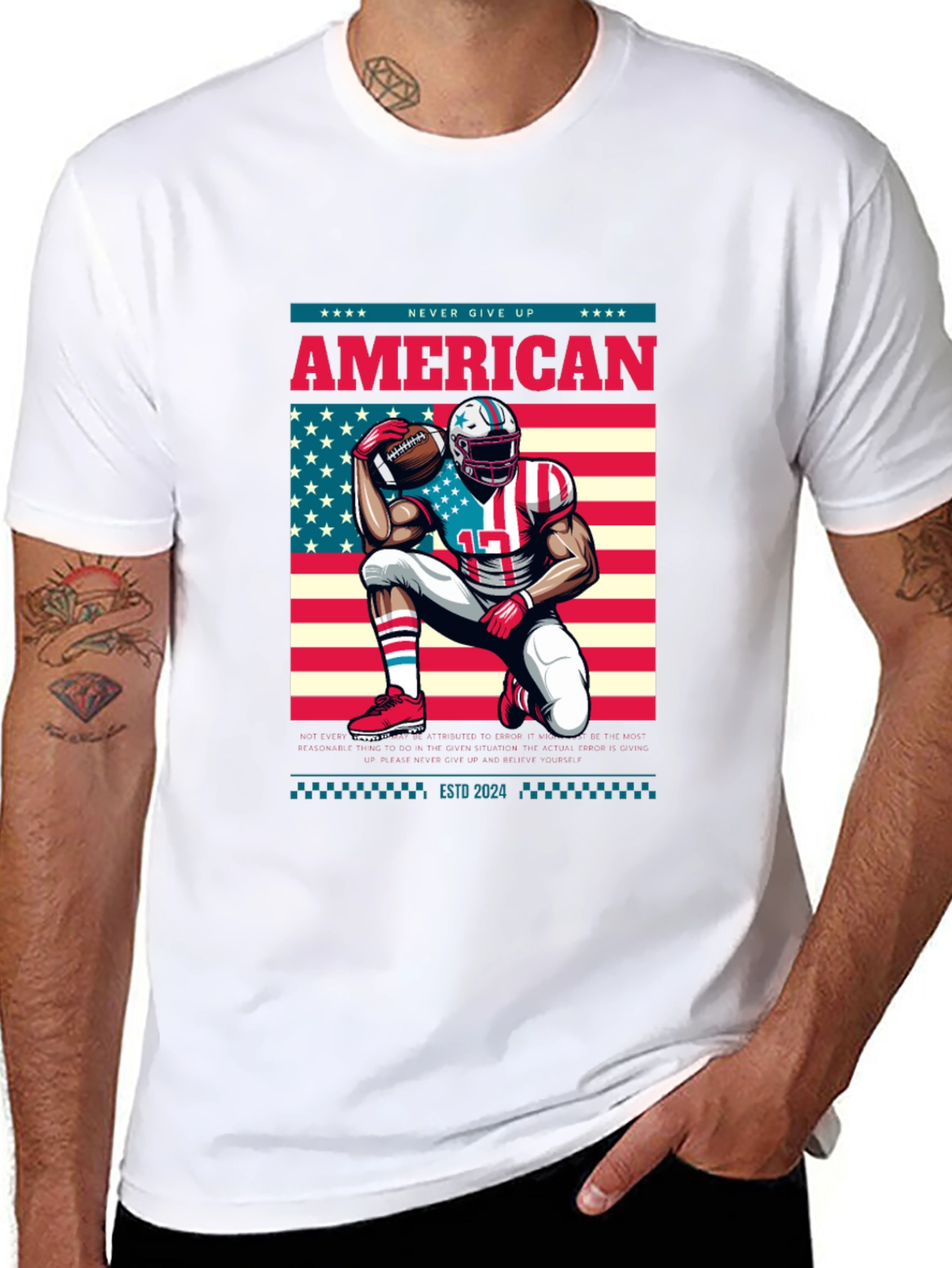 American Football T-Shirt - Never Give Up!
