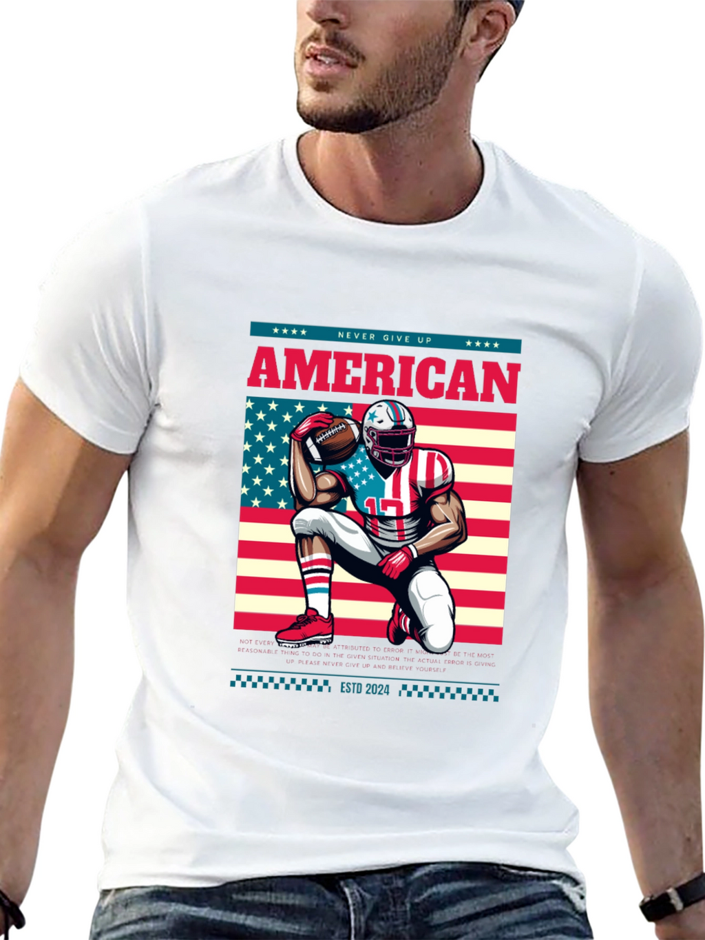 American Football T-Shirt - Never Give Up!