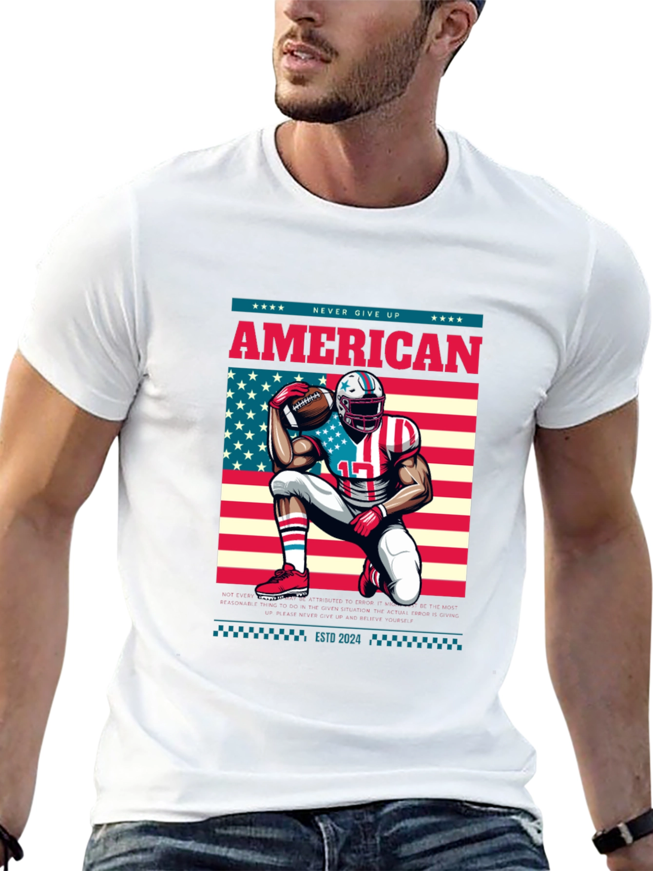 American Football T-Shirt - Never Give Up!