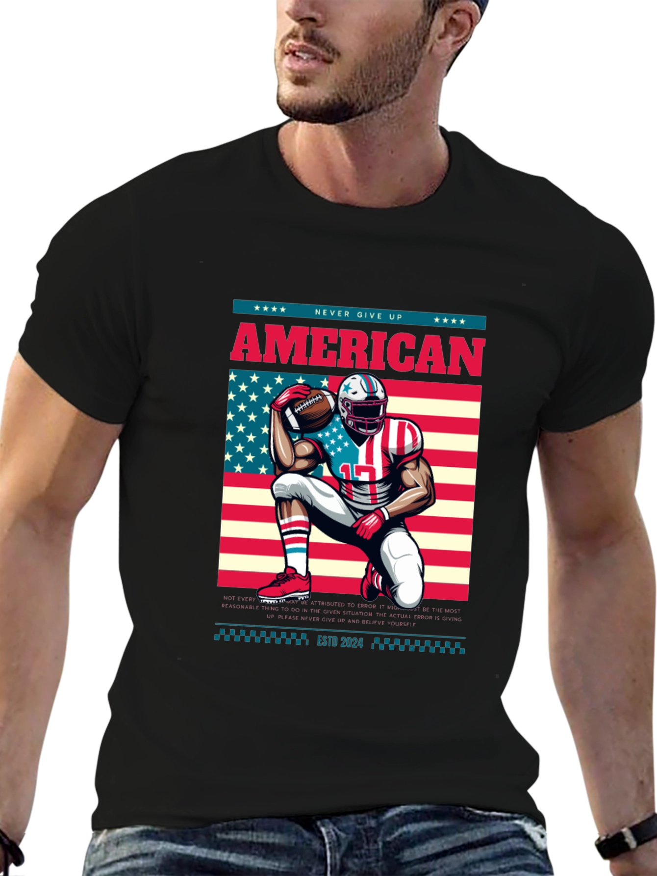 American Football T-Shirt - Never Give Up!