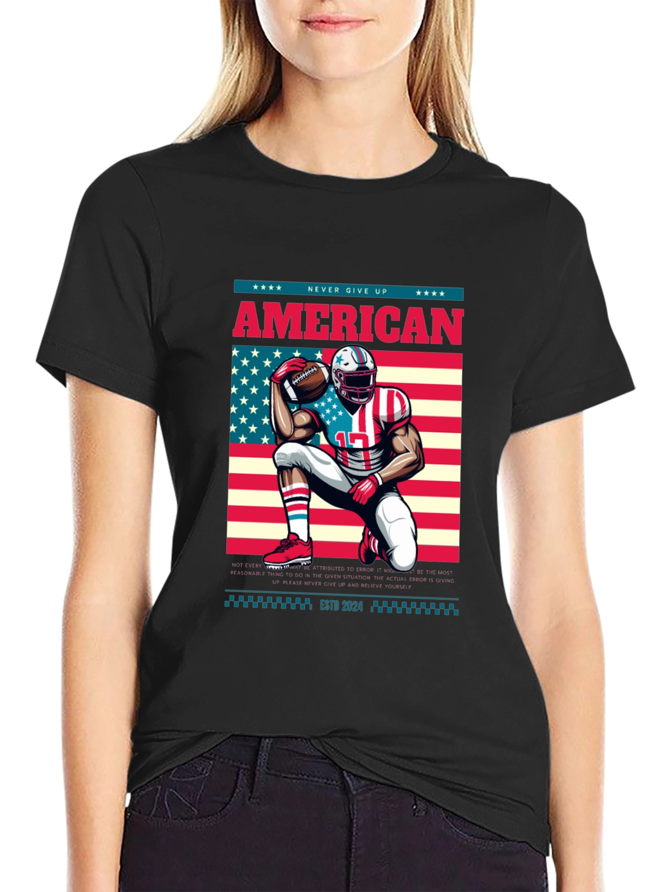 American Football T-Shirt - Never Give Up!